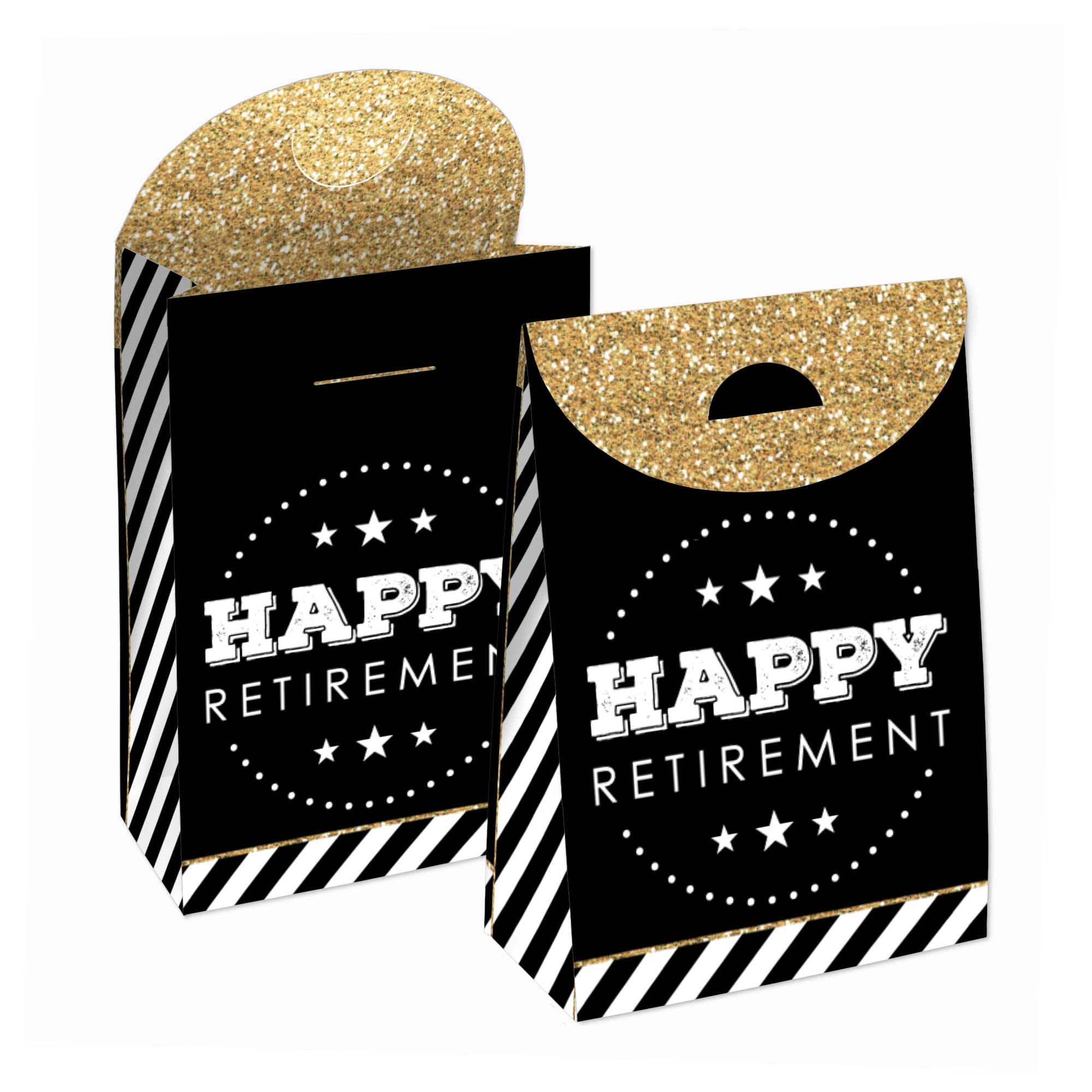 Happy Retirement Gift Bags - Set of 12 Party Favor Boxes for Retirement Celebration - Perfect for Office Farewell, Coworker Send-off & Retirement Party Decorations