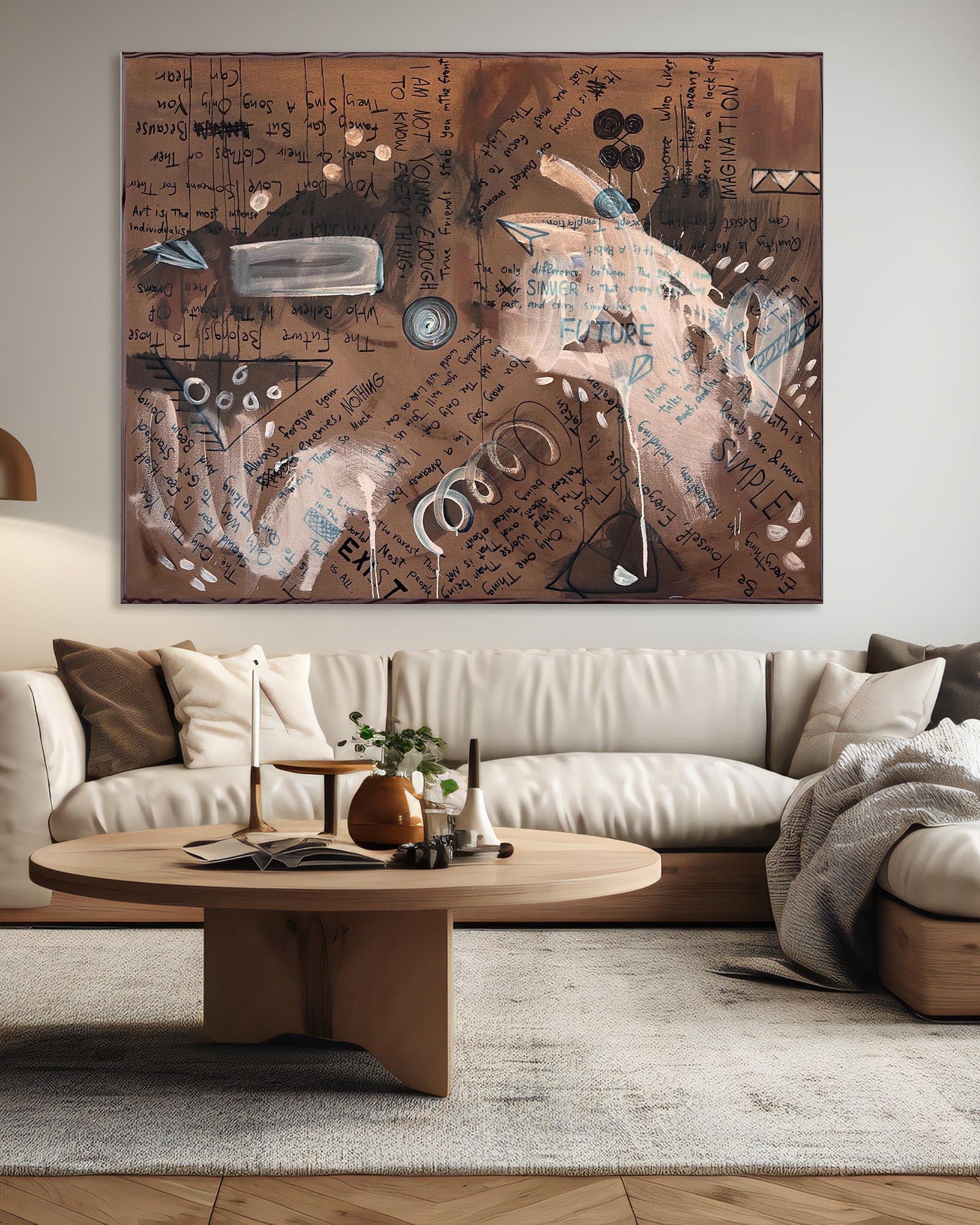Words Getting In My Way - Original Abstract Painting 150x120cm - Perfect for Modern Home Decor & Office Wall Art
