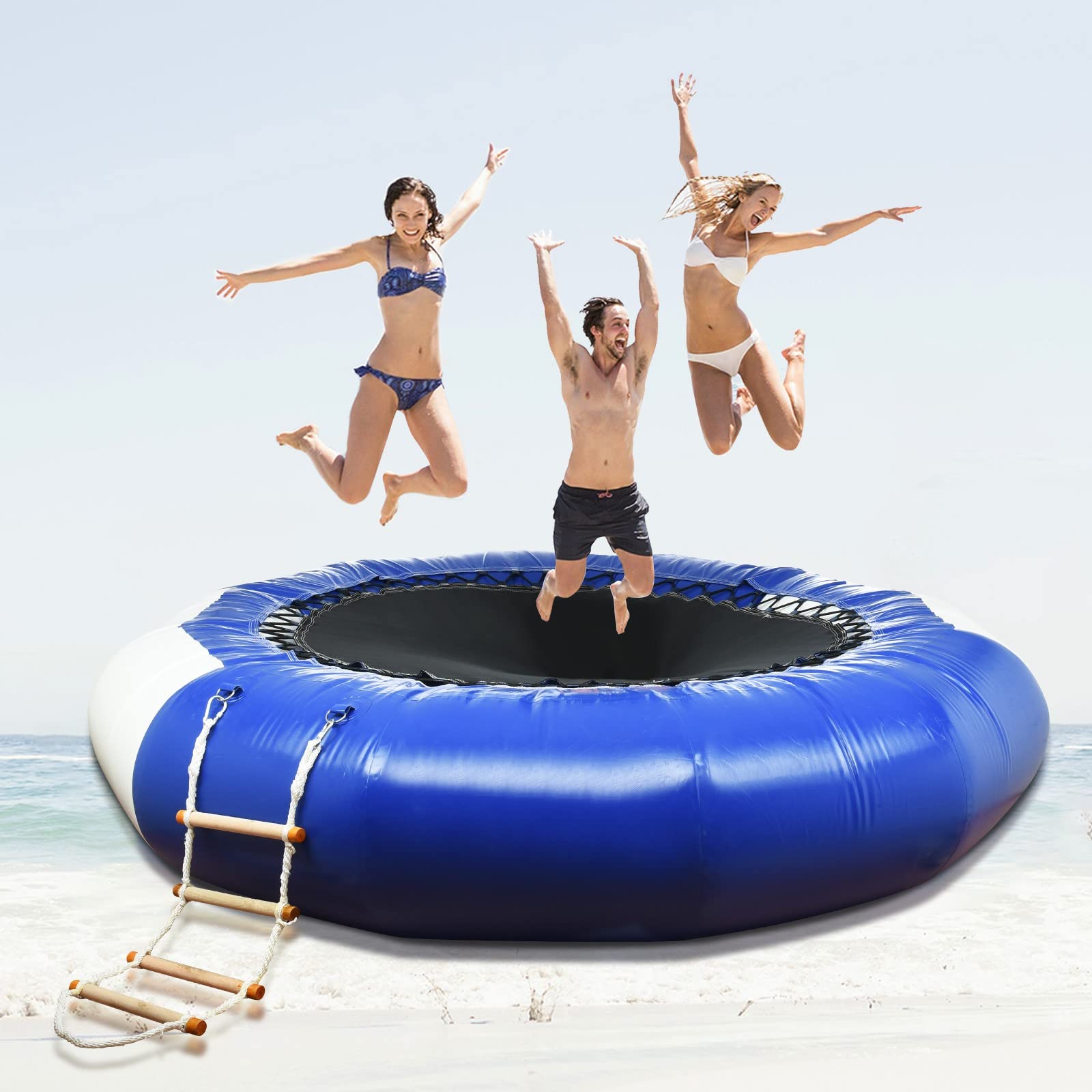 10FT Inflatable Water Trampoline - Portable Bounce Swim Platform for Lakes, Pools & Calm Seas | Perfect for Water Sports, Summer Fun & Family Activities | Includes 2 Round Trampolines & 2 Old Gifts | Great for Backyard, Beach & Indoor Use
