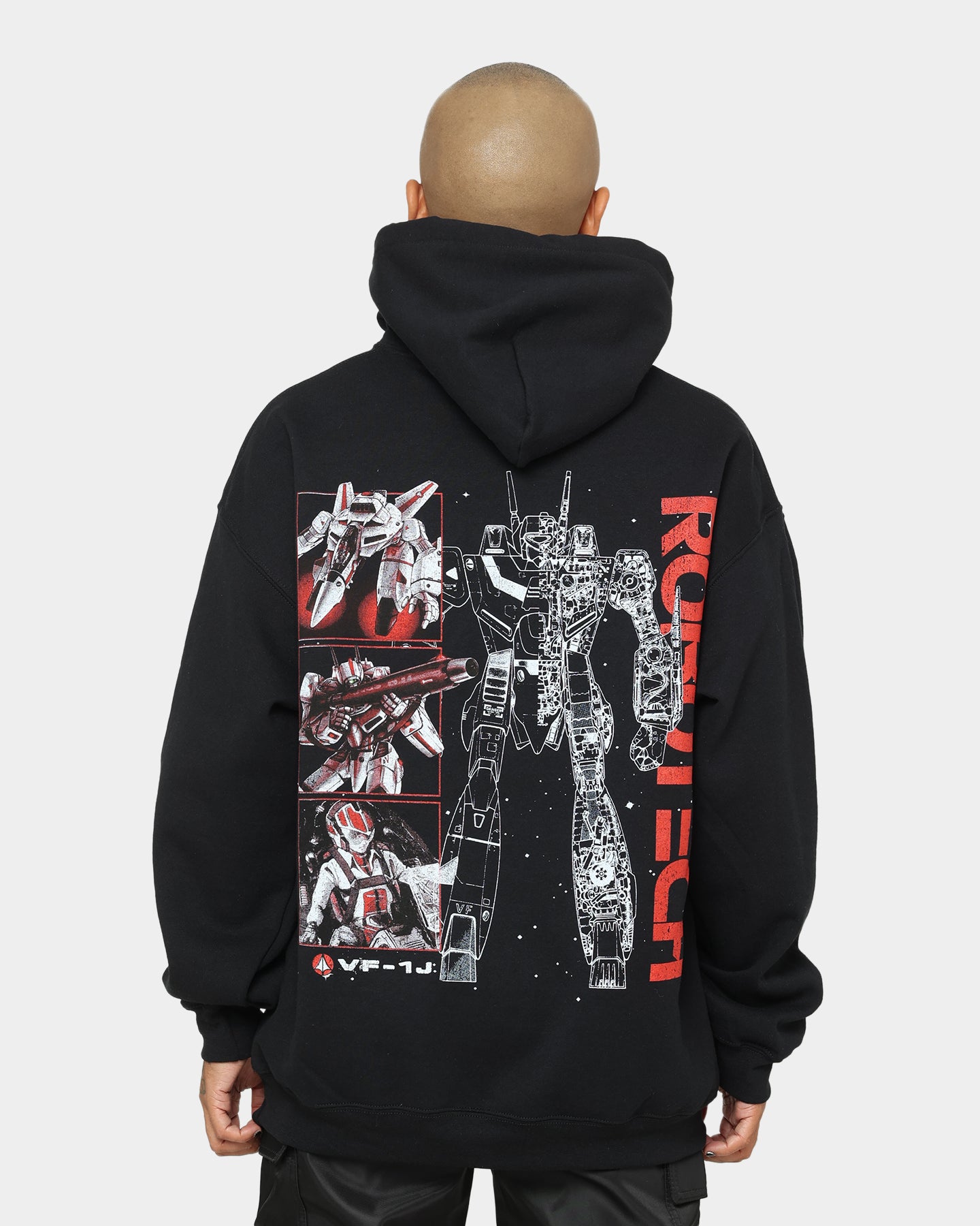American Thrift X Robotech VF1J Black Hoodie - Stylish Anime-Inspired Streetwear for Fans & Collectors | Perfect for Cosplay, Conventions & Casual Wear