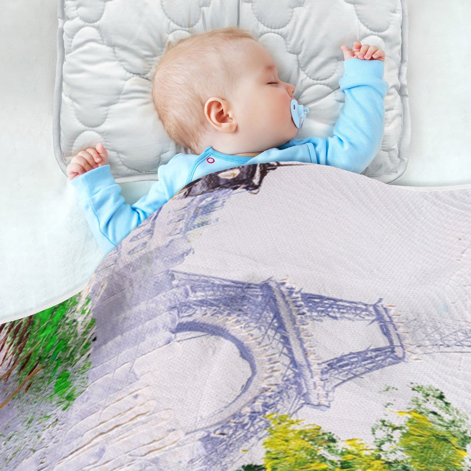 Bedsure Eiffel Tower Baby Blanket for Boys & Girls - Soft Receiving & Crib Blanket for Newborns - Perfect for Stroller, Nursery, Travel & Gift - Cozy Throw Blanket for Baby Showers & Bedtime