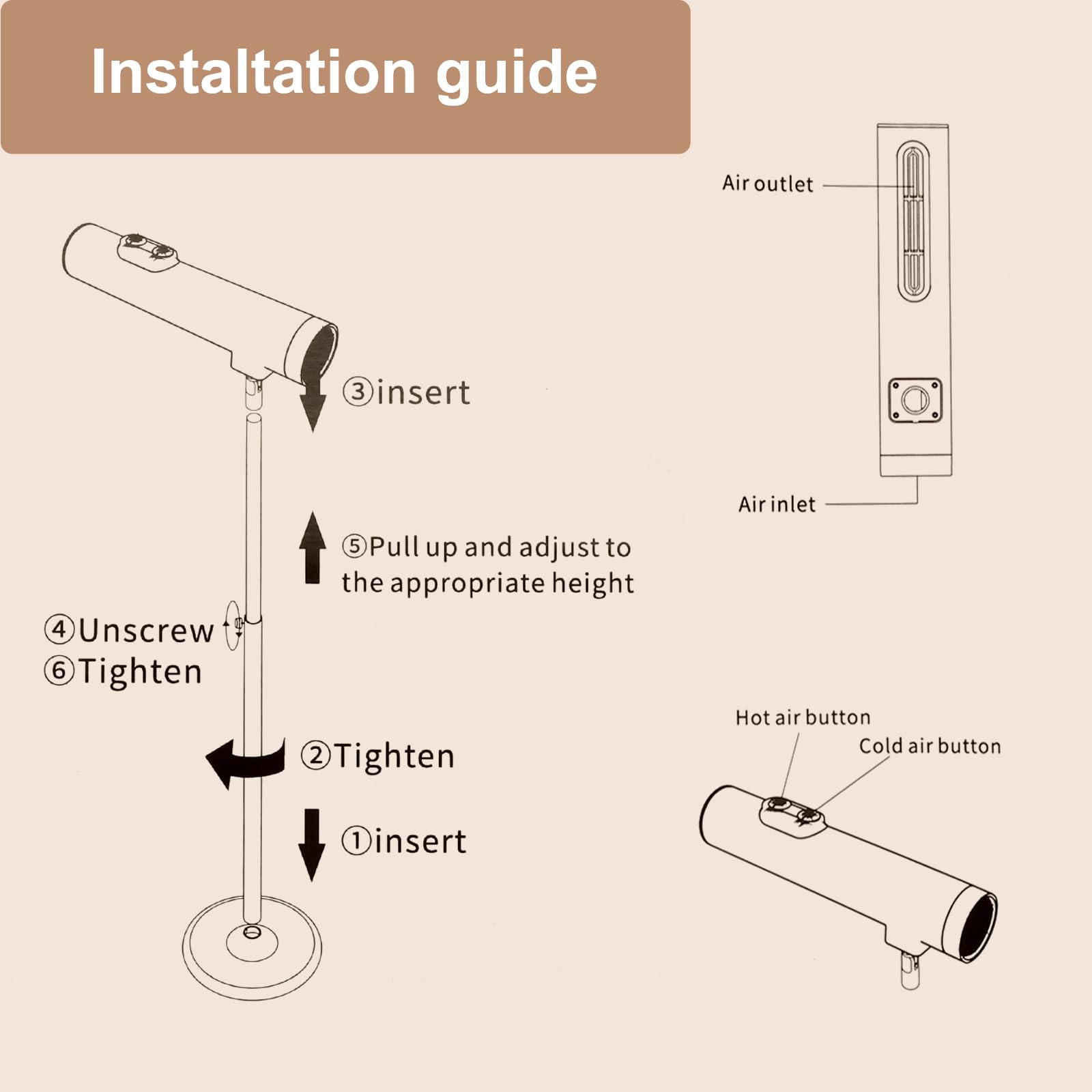 CoralBoxer Hands-Free Hair Dryer Stand with Remote Control - Adjustable Height & Angle, 5 Working Modes for Home Use - Perfect Gift for Women, Elderly, Children, Disabled & Pets - Ideal for Salon, Bathroom & Bedroom Styling