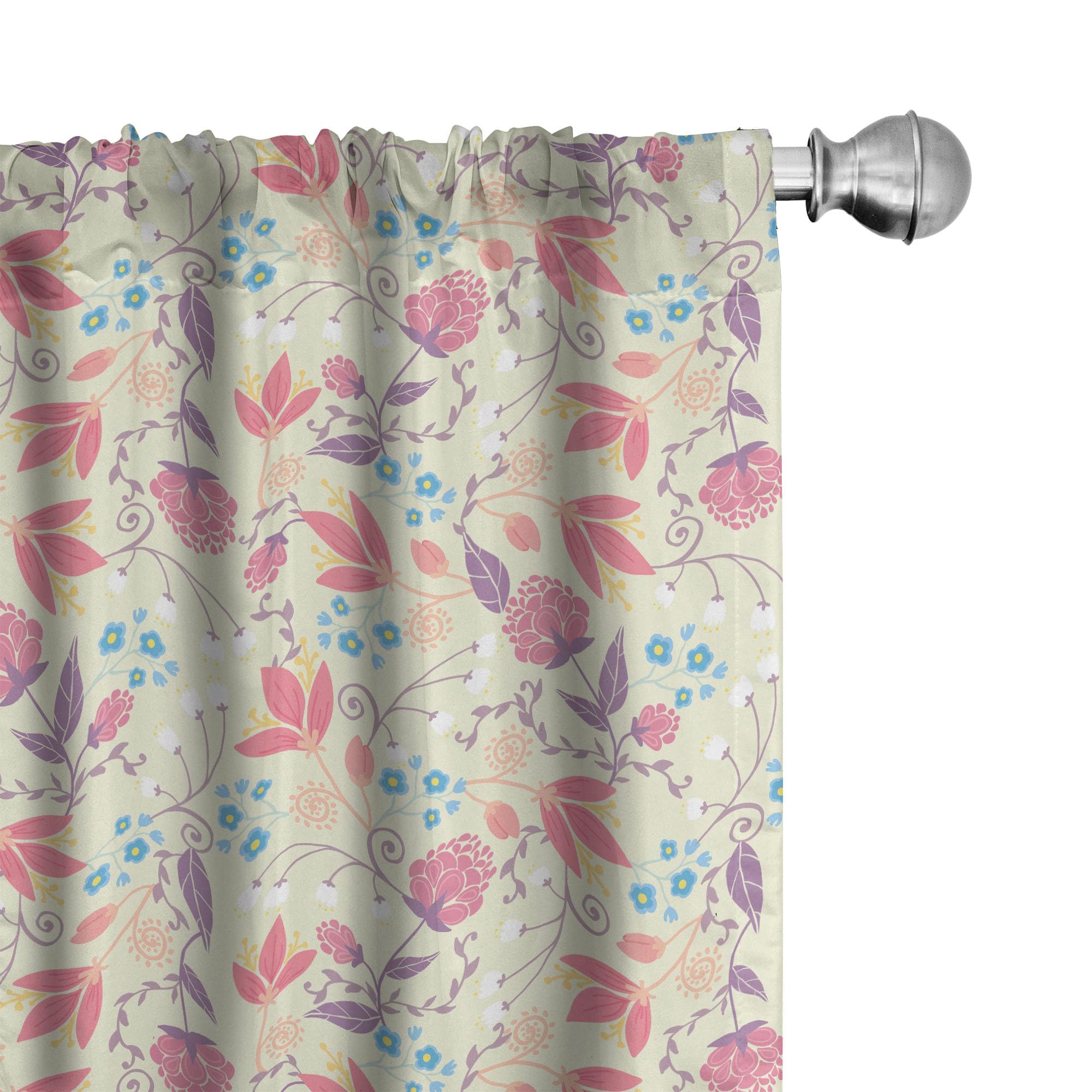 Ambesonne Pastel Pink Floral Curtains - 2 Panel Set 28
