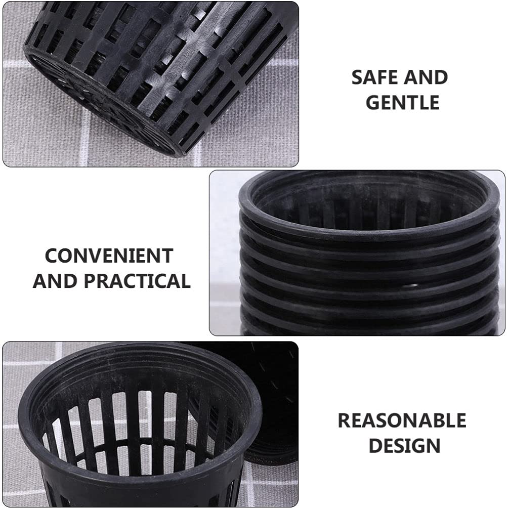 Wakauto 40 Pcs Black Plastic Orchid Planter Pots with Slotted Mesh Net Cups - Wide Lip Bucket Basket for Hydroponics, Gardening, and Indoor/Outdoor Plant Nursery (80X63mm) - Perfect for Orchids, Herbs, and Seed Starting