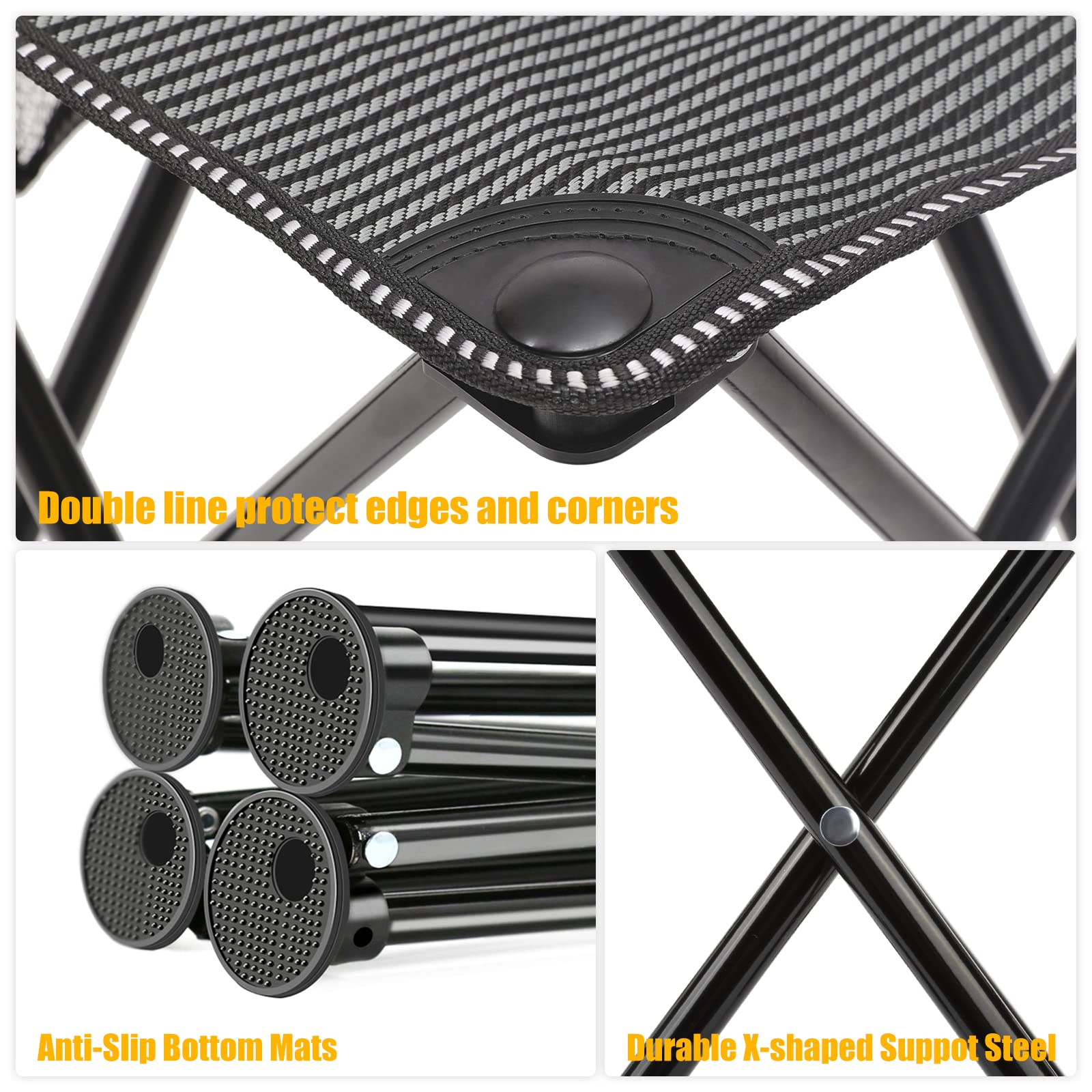 Matekxy Portable Folding Camping Stool - Heavy Duty Thickened Seat with Carry Bag for Outdoor Activities (Hiking, Fishing, Beach, Gardening) - Compact & Lightweight for Travel & Picnics - Grey
