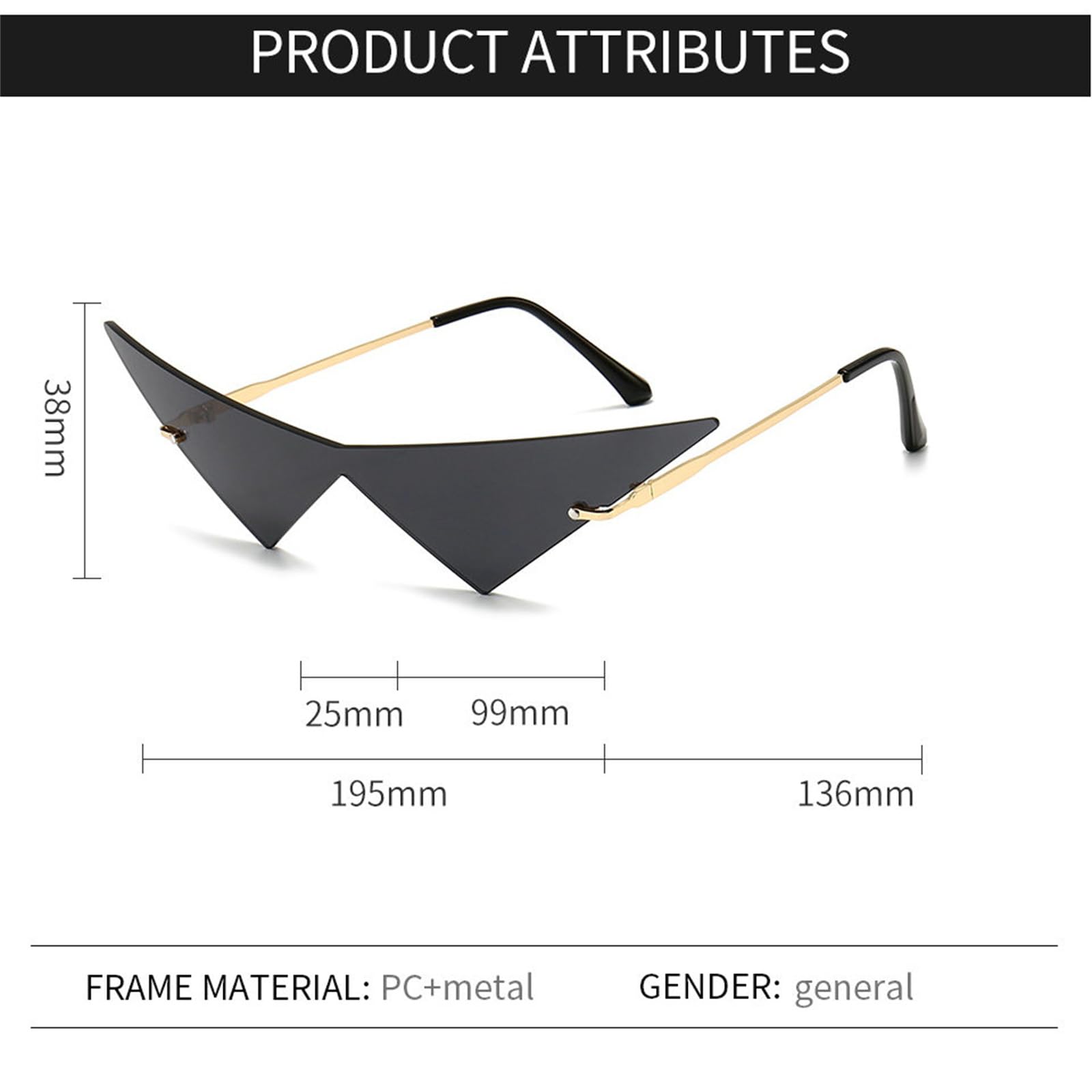 Trendy Frameless Triangle One Piece Sunglasses for Women & Men - UV Protection Ocean Lens for Beach, Party, Prom & Outdoor Activities
