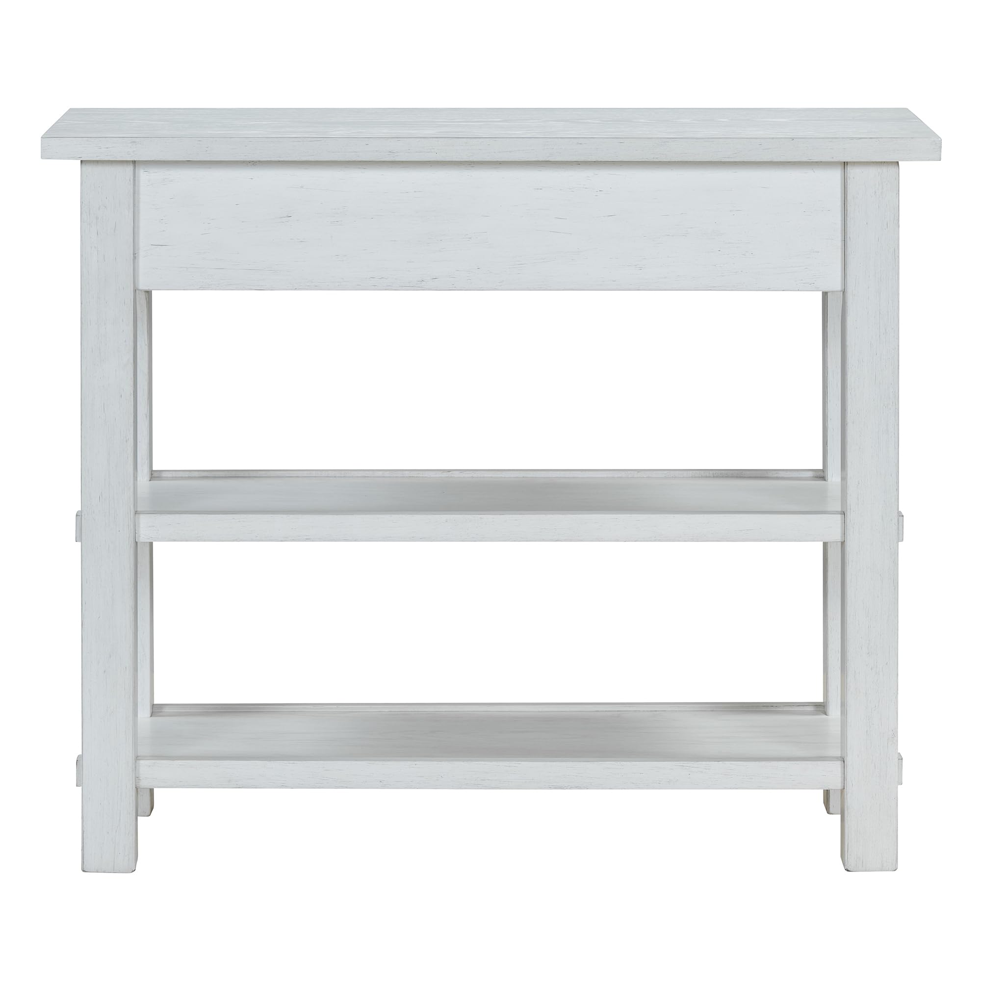 Rustic Entryway Console Table with Storage Drawer & 2 Shelves - Farmhouse Hallway Sofa Table for Living Room, Foyer & Entryway - Easy Assembly Antique White - Perfect for Home Decor & Small Space Organization