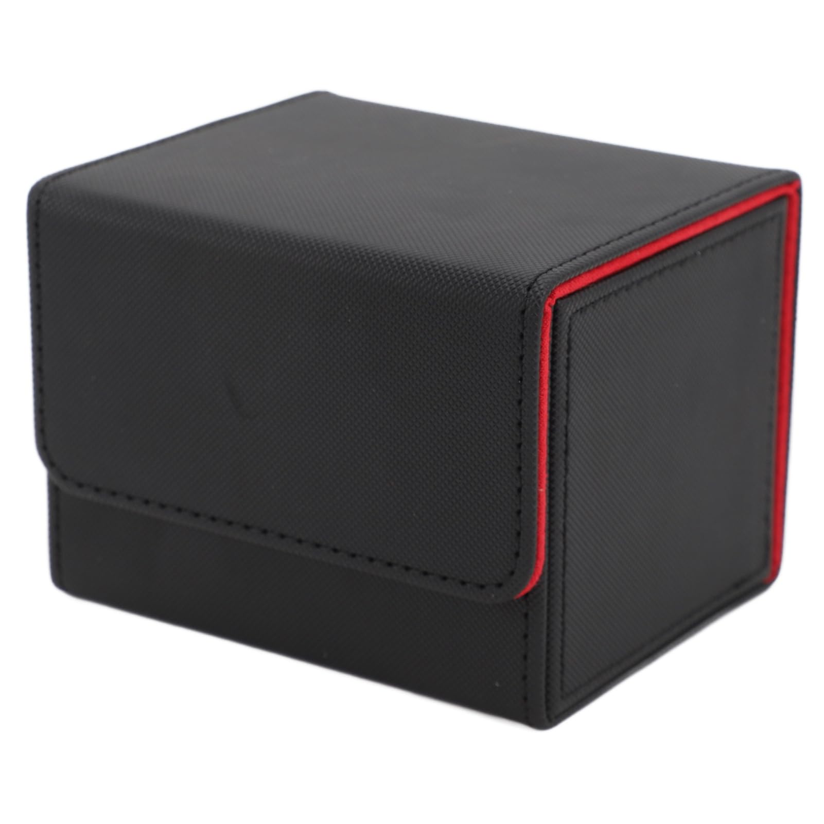Premium Playing Card Storage Box - ScratchProof Magnetic Lid Deck Holder for Tarot, Poker & Collectible Cards (Black/Red) - Perfect for Game Nights, Travel & Card Collection Organization