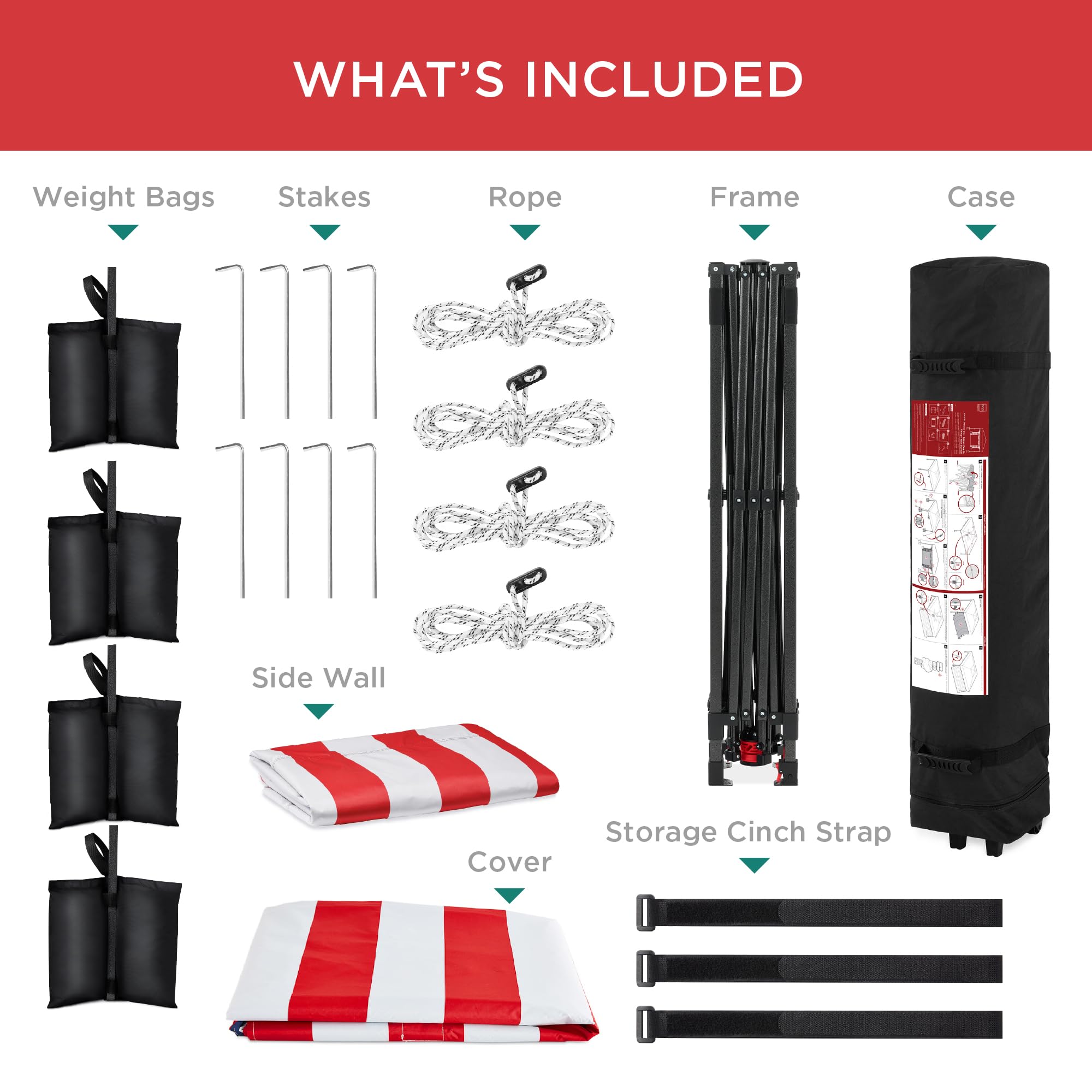 Best Choice Products 10x10ft Pop Up Canopy Tent with Side Walls - Portable Instant Shelter with 10 Pockets, Carry Bag & 4 Weight Bags - 1-Button Quick Setup - Perfect for Outdoor Events, Camping, Beach, Picnics & Tailgating - American Flag Design