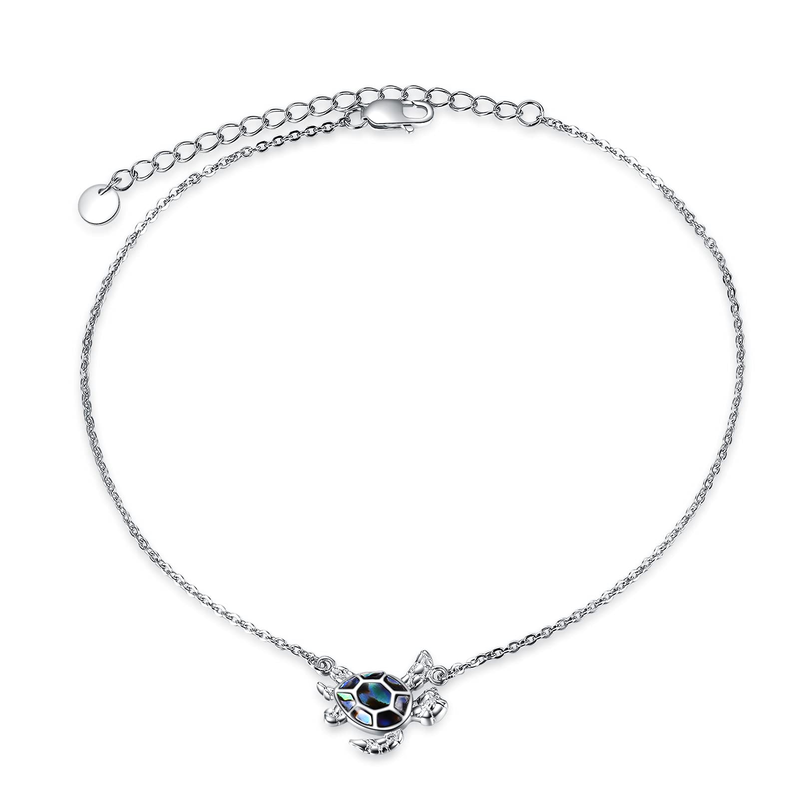 POPLYKE Sterling Silver Sister Anklet with Pearl & Turtle Charm - Always My Sister Forever My Friend Jewelry Gift for Women | Birthday, Mother’s Day, Sister Bonding & Friendship Keepsake