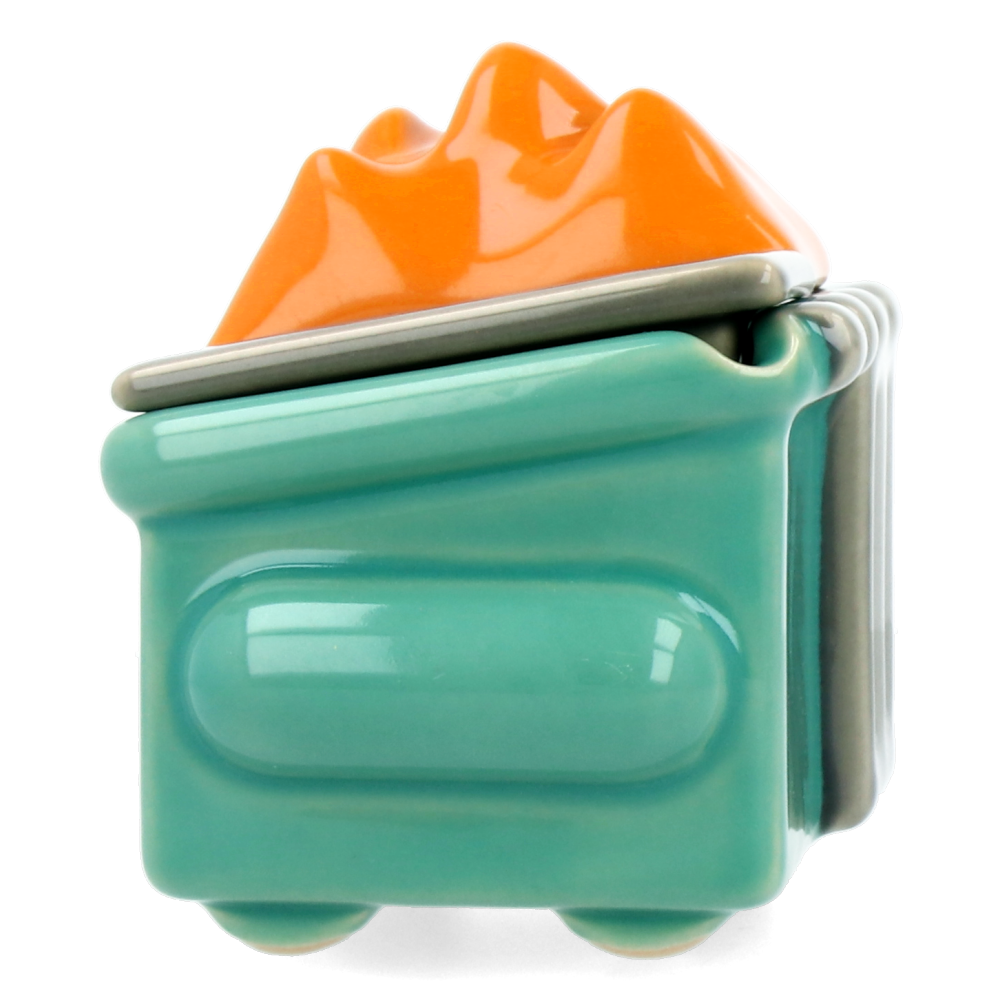 Dumpster Fire Trash Stash Ceramic Figure - Funny Desk Decor, Office Prank Gift, Unique Home Decoration for Gag Lovers