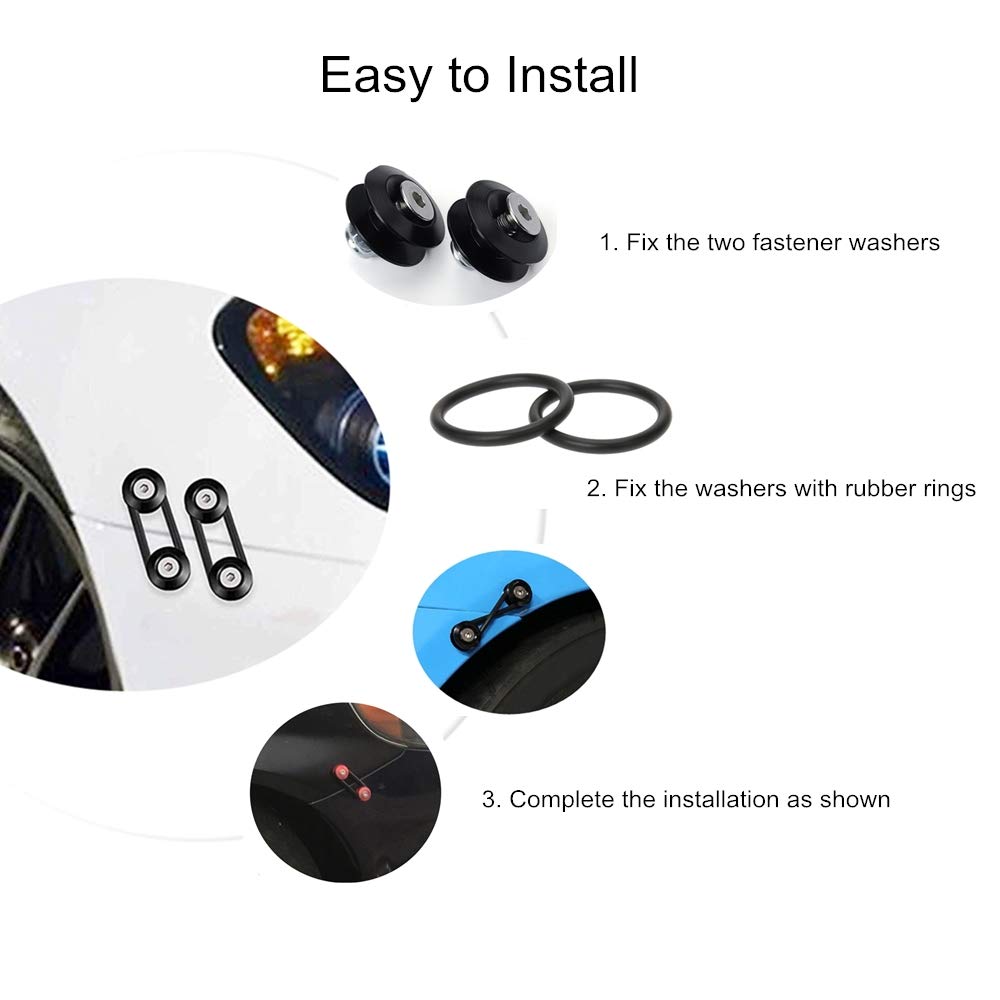 Universal Car Bumper Quick Release Fastener Kit - 6 Black O-Rings for Front & Rear Bumpers | Easy Installation & Secure Fit | Perfect for Off-Road, Racing & Custom Car Modifications