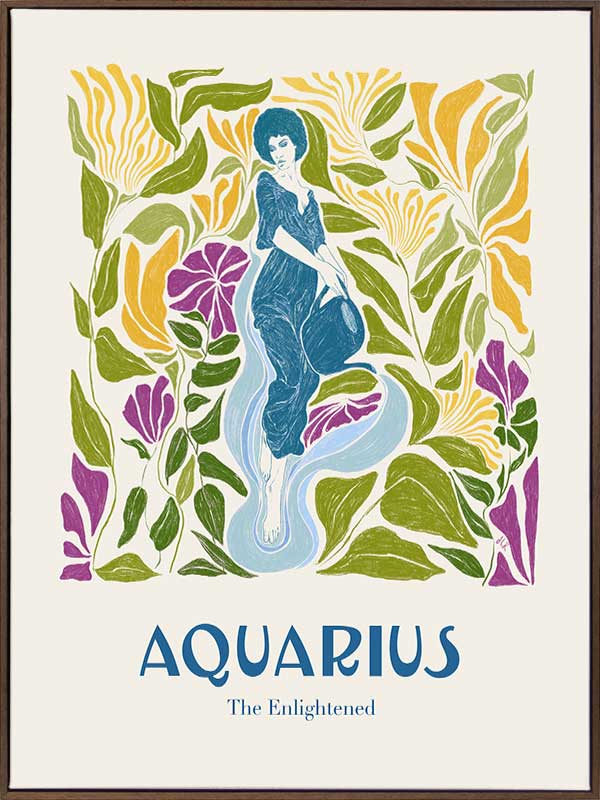 Modern Aquarius Rectangle Canvas Art Print - Zodiac Wall Decor for Home, Office & Gifts | Perfect for Living Room, Bedroom & Office Spaces