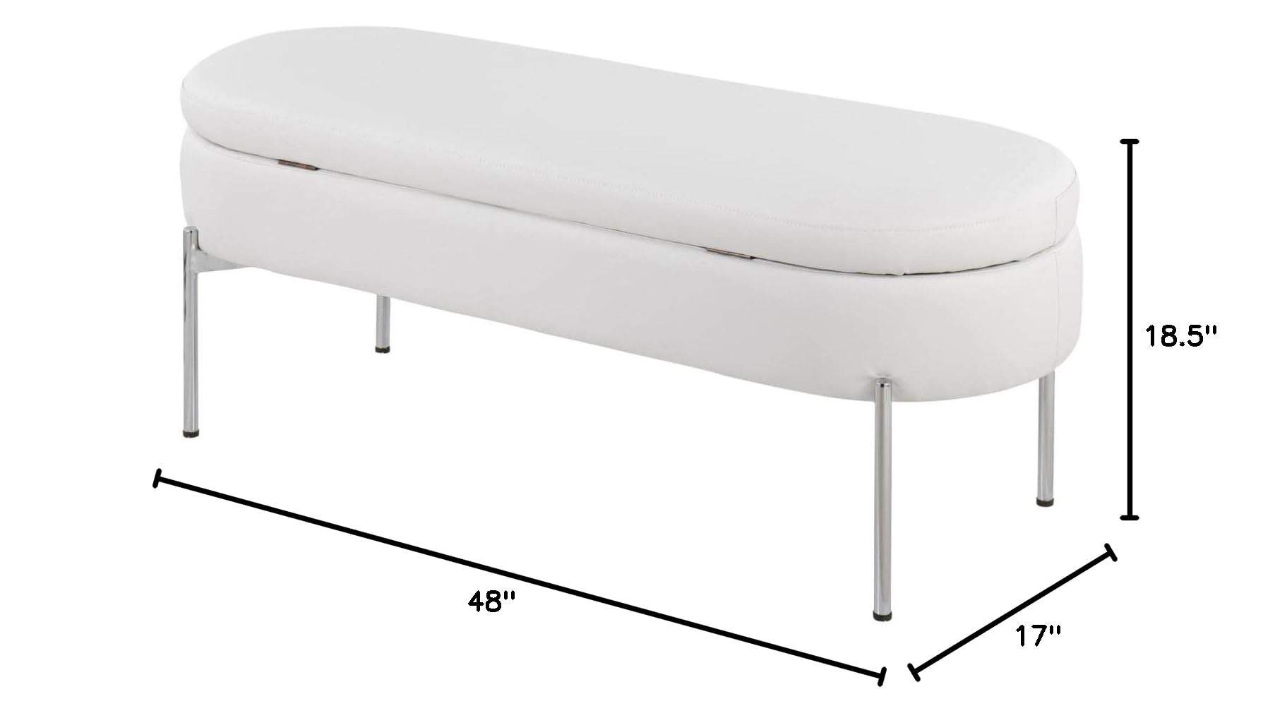 LumiSource Chloe Faux Leather Upholstered Storage Bench - Entryway & Bedroom Storage Ottoman with Seat - Perfect for Small Space Organization & Home Decor