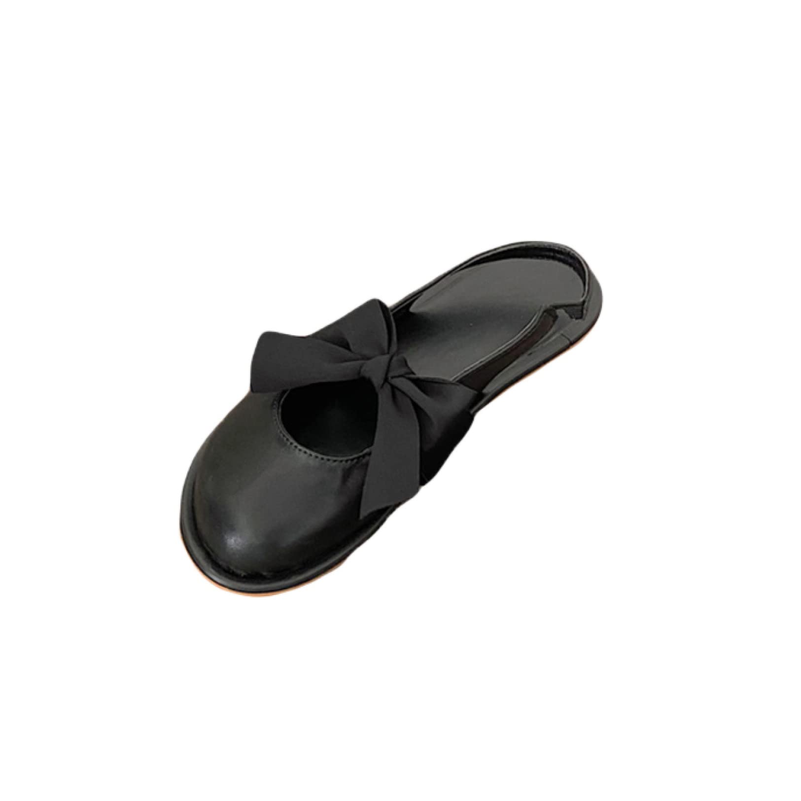ChyJoey Women's Leather Slingback Flats - Closed Toe Sandals with Bowknot Ankle Strap | Wide Width Slip On Loafers & Ballet Flats for Work, Travel & Casual Wear