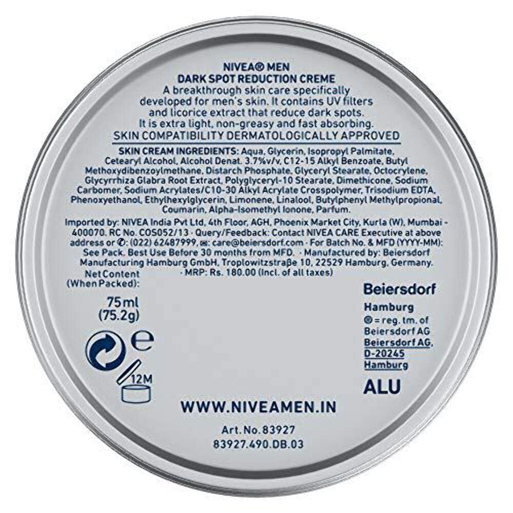 NIVEA MEN Dark Spot Reduction Face Cream for Men - 75ml | Brightening & Even Skin Tone | Daily Skincare for Dark Spots & Hyperpigmentation | Perfect for Morning & Night Routine