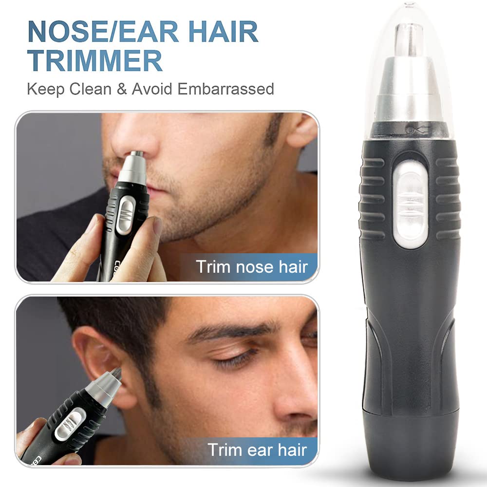 Electric Nose Hair Trimmer for Men - Dual Blade Clipper & Razor Shaver - Painless Hair Removal Epilator - Eco-Friendly Design - Perfect for Travel, Grooming, and Personal Care