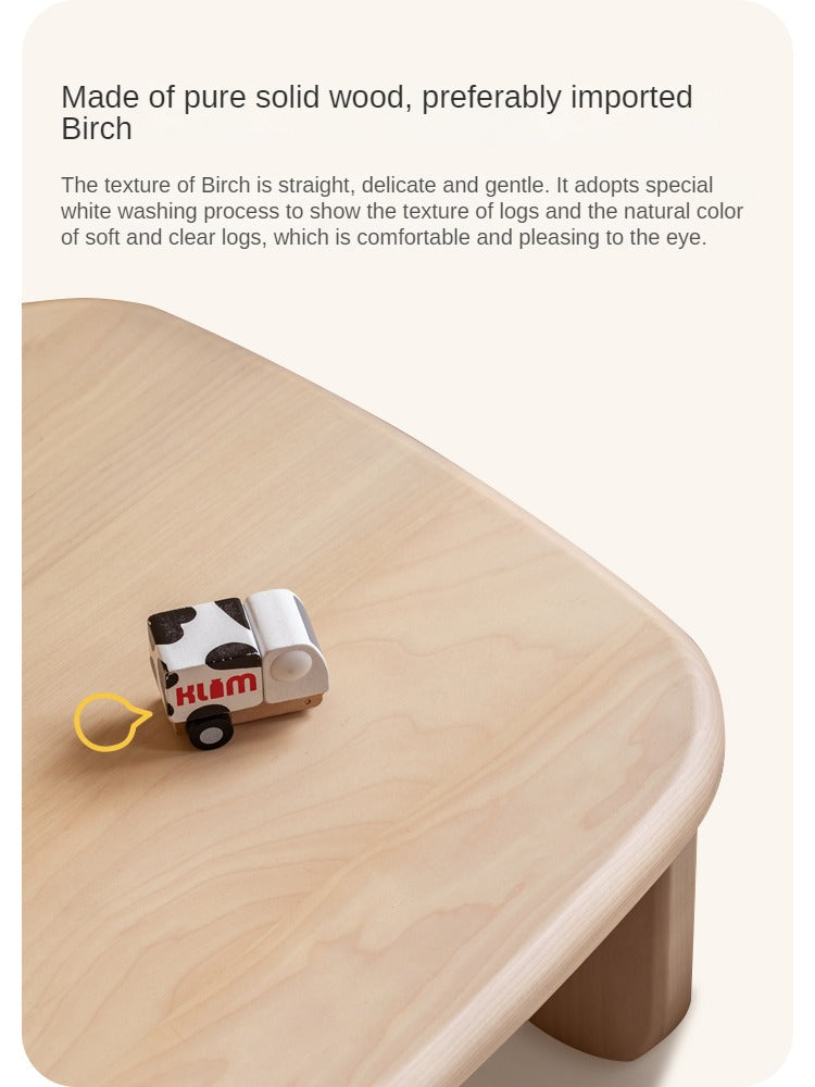 Birch Washed White Kids Bedside Table - Low Stool for Children's Room, Nursery, or Playroom - Perfect for Bedtime Stories, Storage & Decor