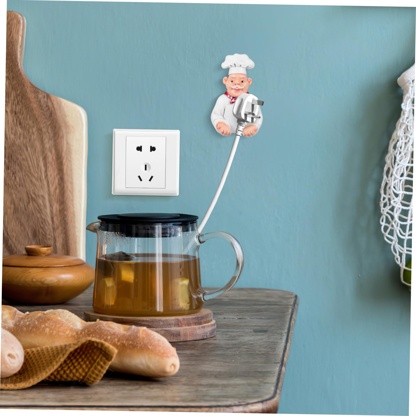 1 Pair Chef-Shaped Adhesive Wall Hooks - No Drilling Kitchen Storage Hooks for Utensils, Aprons & Towels - Perfect for Home, Restaurant & Office Organization