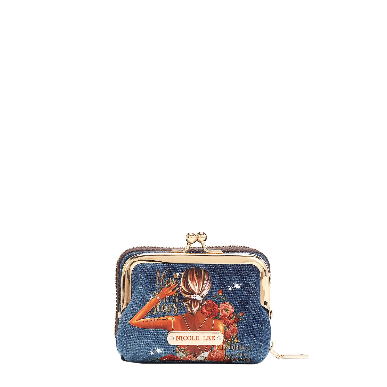DENIM JULIA MINI WALLET - Stylish Women's Small Wallet with Card Slots & Zipper Pocket - Perfect for Everyday Use, Travel & Night Out