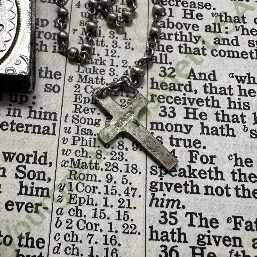 Vintage Mexican Alpaca Silver Bible Rosary Case Pendant - Religious Jewelry for Prayer & Protection - Perfect for Church, Gifts & Spiritual Occasions