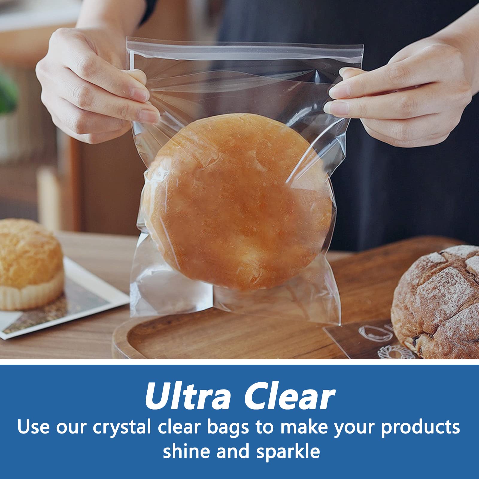 100 Pack 3x5 Inch Clear Self-Sealing Cellophane Bags - Small Plastic Poly Bags for Photos, Jewelry, Baking, Treats & Candy - Perfect for Party Favors, Wedding Gifts & Small Business Packaging