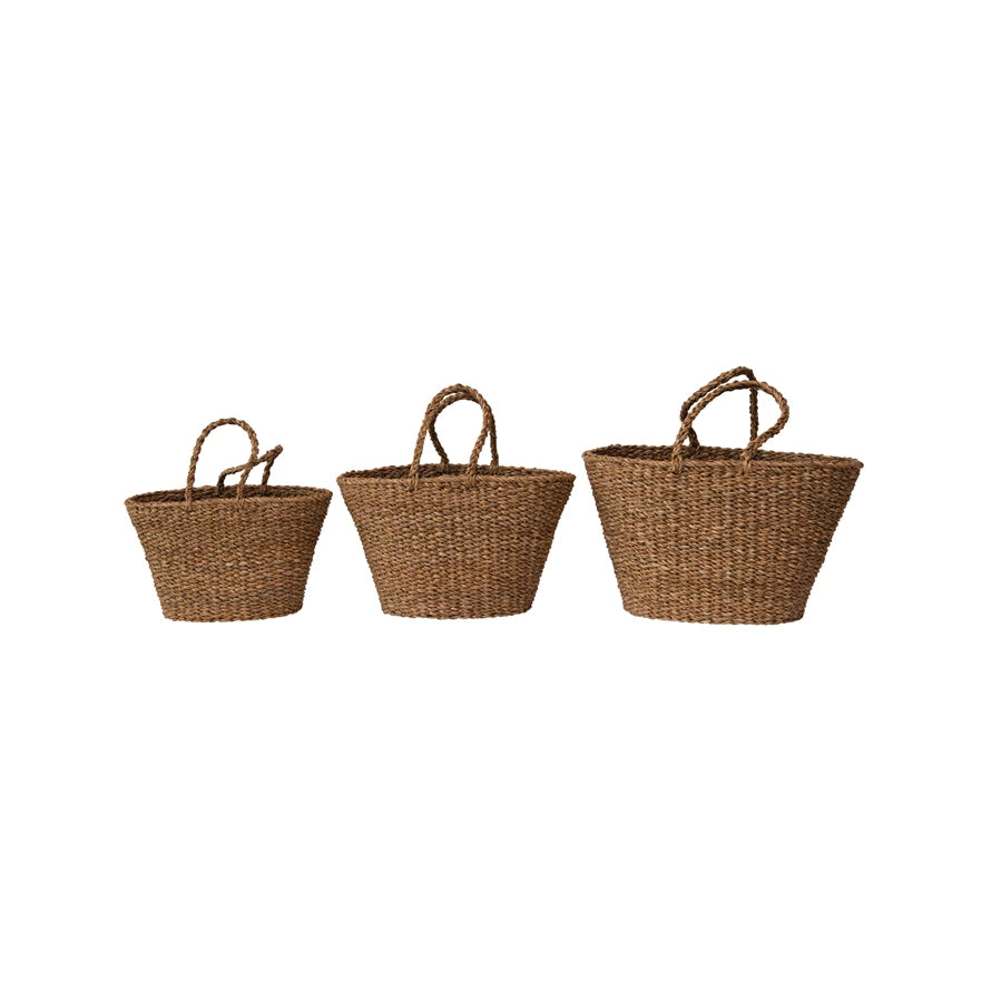 Hand Woven Seagrass Tote Bag - Eco-Friendly Natural Beach Bag for Women - Perfect for Shopping, Picnics & Summer Outings