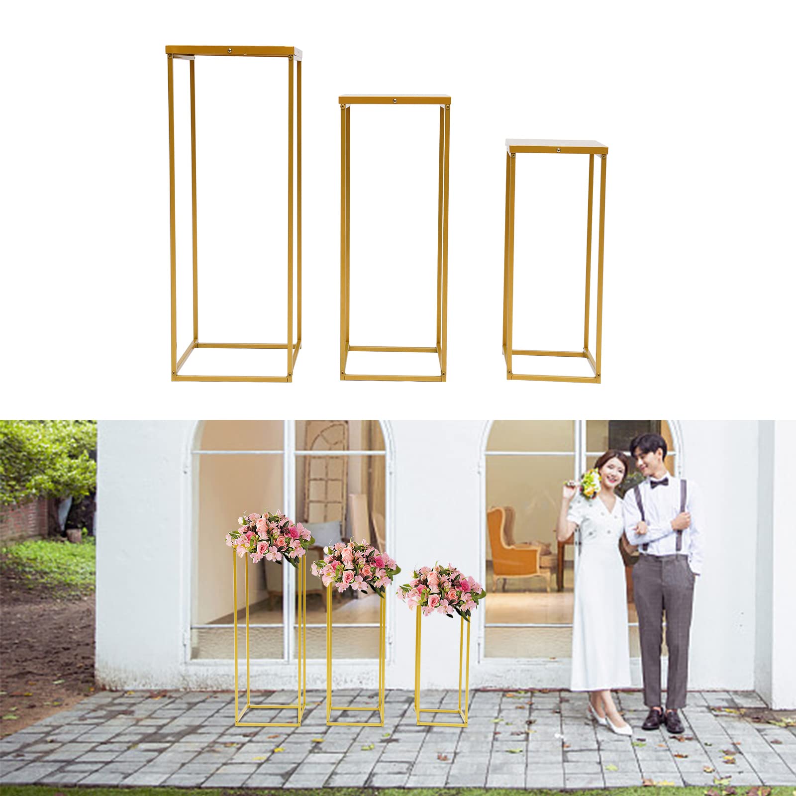 Eapmic Geometric Metal Flower Stand Floor Vase - Wedding Centerpiece for Tabletop Arrangements, Reception & Event Decor - Perfect for Weddings, Parties, Home & Office Decorations