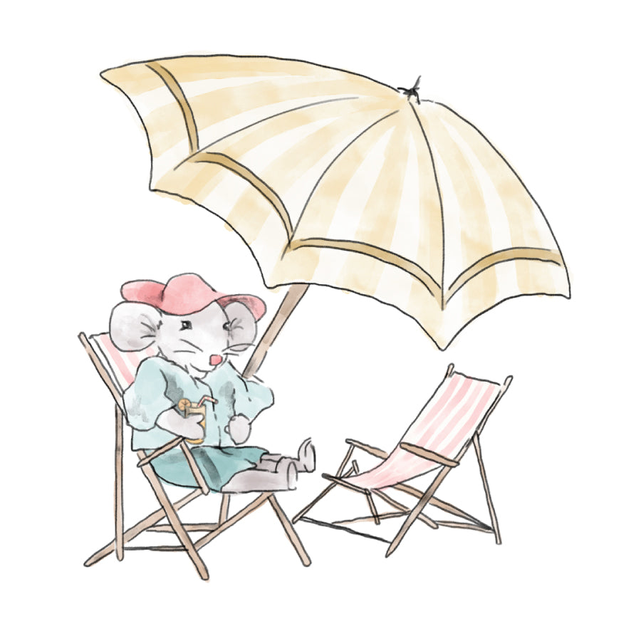 Mouse with Umbrella Wall Decal - Cute Animal Wall Stickers for Kids Room, Nursery, Playroom & Home Decor
