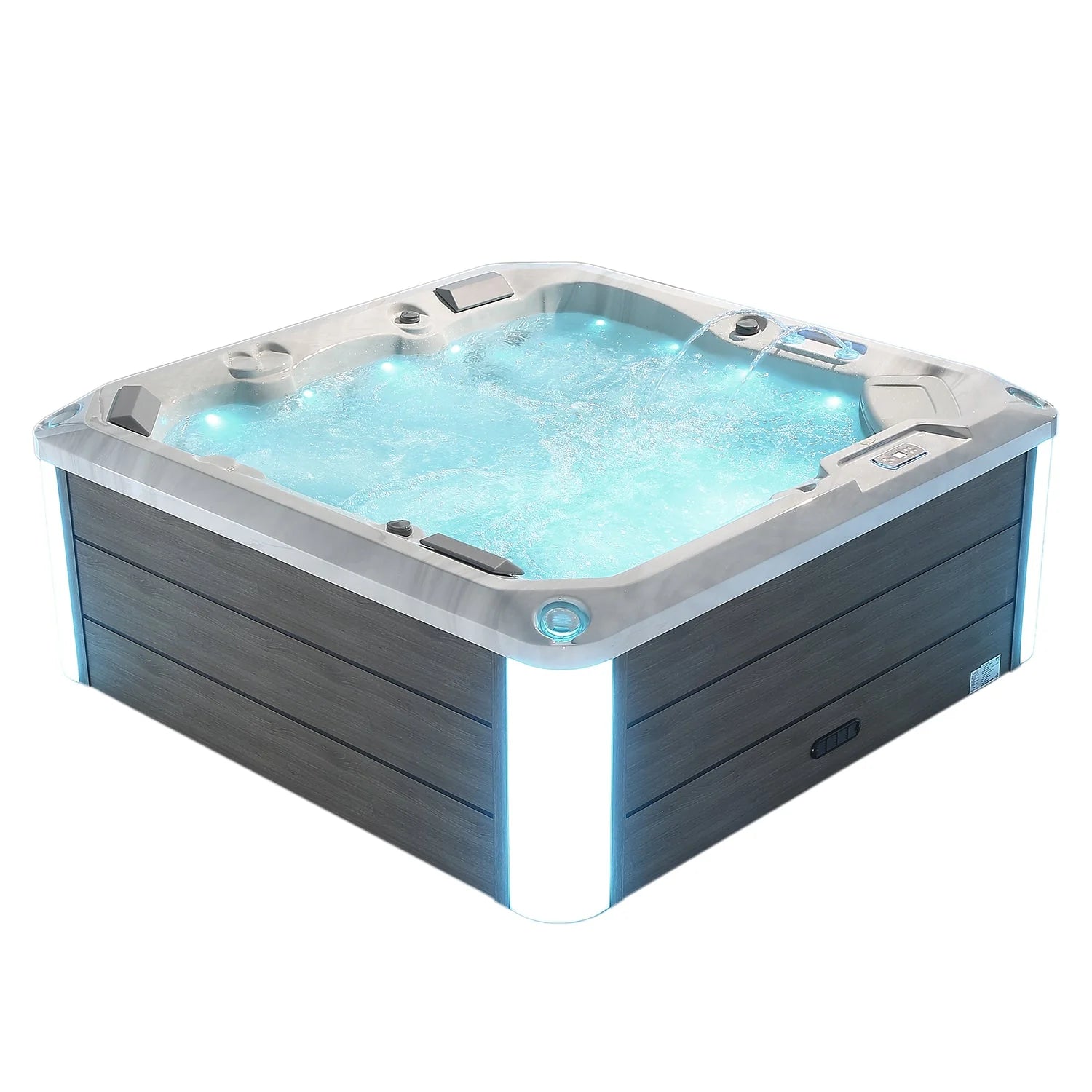 Empava 5-Person Outdoor Square Hot Tub with 41 Jets & LED Lights - 87