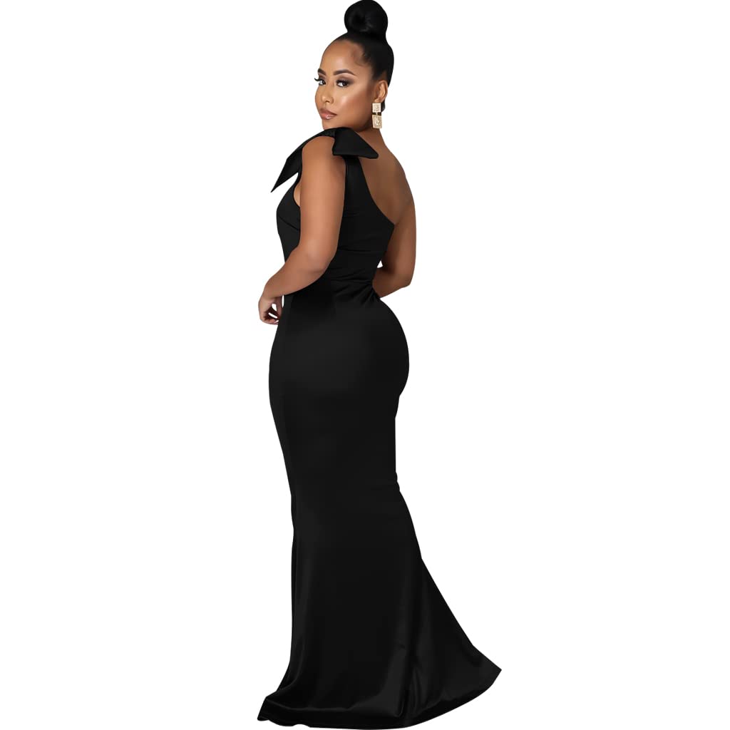 JTNFairy Women's Sexy Ruffle Sleeve One Shoulder Bodycon Dress - Elegant Pencil Dress for Curvy Figures | Perfect for Cocktail Parties, Evening Events & Formal Occasions