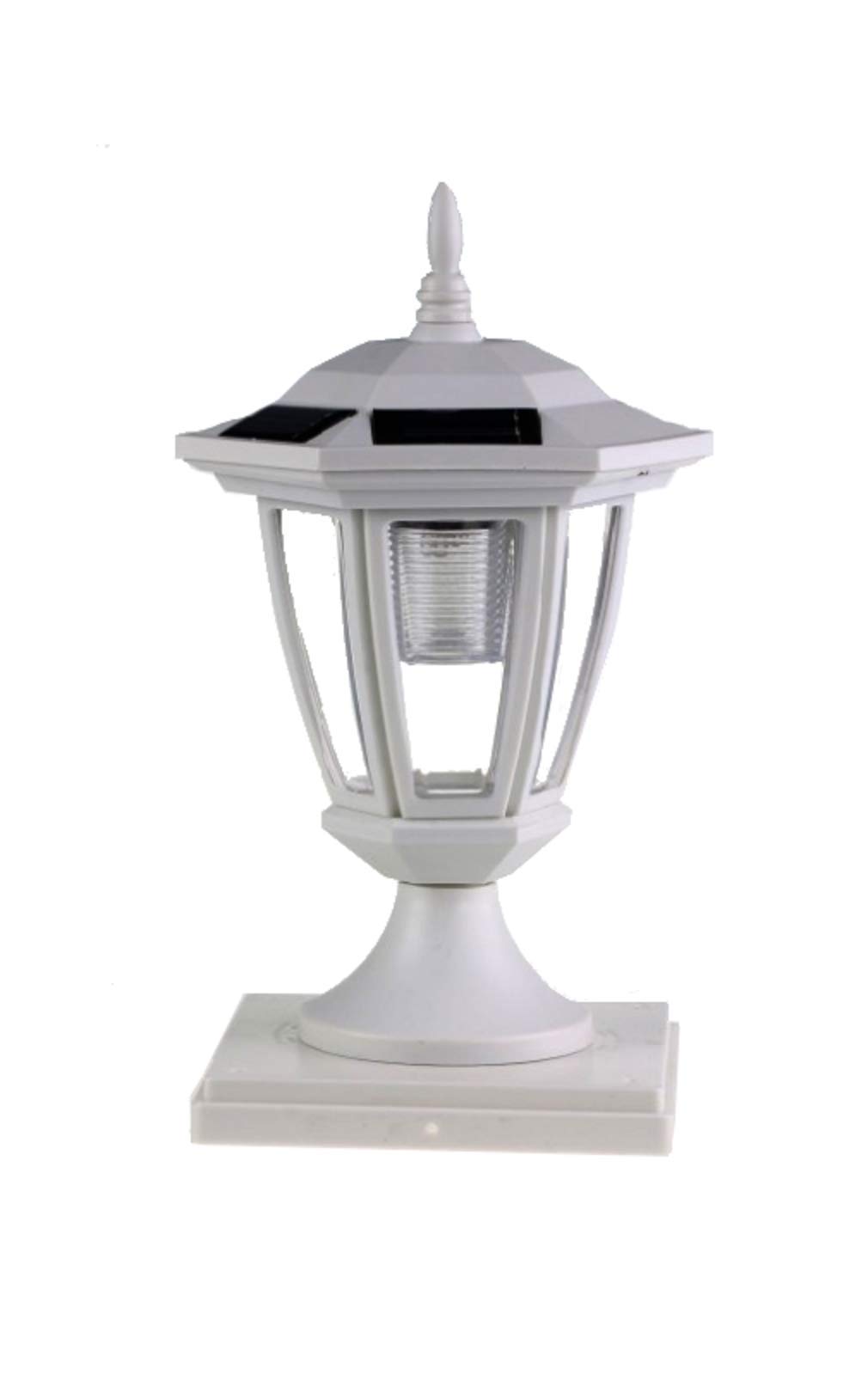 6-Pack White Solar Hexagon Post Cap Lights with White LEDs for 5x5 Fence Posts - Natural Green Solar Powered Outdoor Lighting for Garden, Patio, Deck, and Pathway Illumination