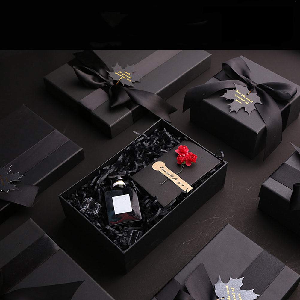 1pc Black Christmas Jewelry Gift Box - Rectangle Paper Packaging Case for Necklaces, Bracelets & Jewelry Trays - Holiday Festival Present Box for Christmas Gifts, Party Favors & Special Occasions