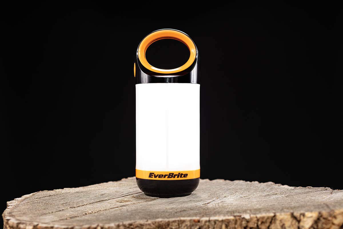 Everbrite E041010 LED Camping Lantern & Flashlight Combo - 300 Lumen, 3 Modes, Glow-in-the-Dark Button, SOS Strobe, Includes 4 AA Batteries - Perfect for Camping, Hiking, Emergency Preparedness & Power Outages