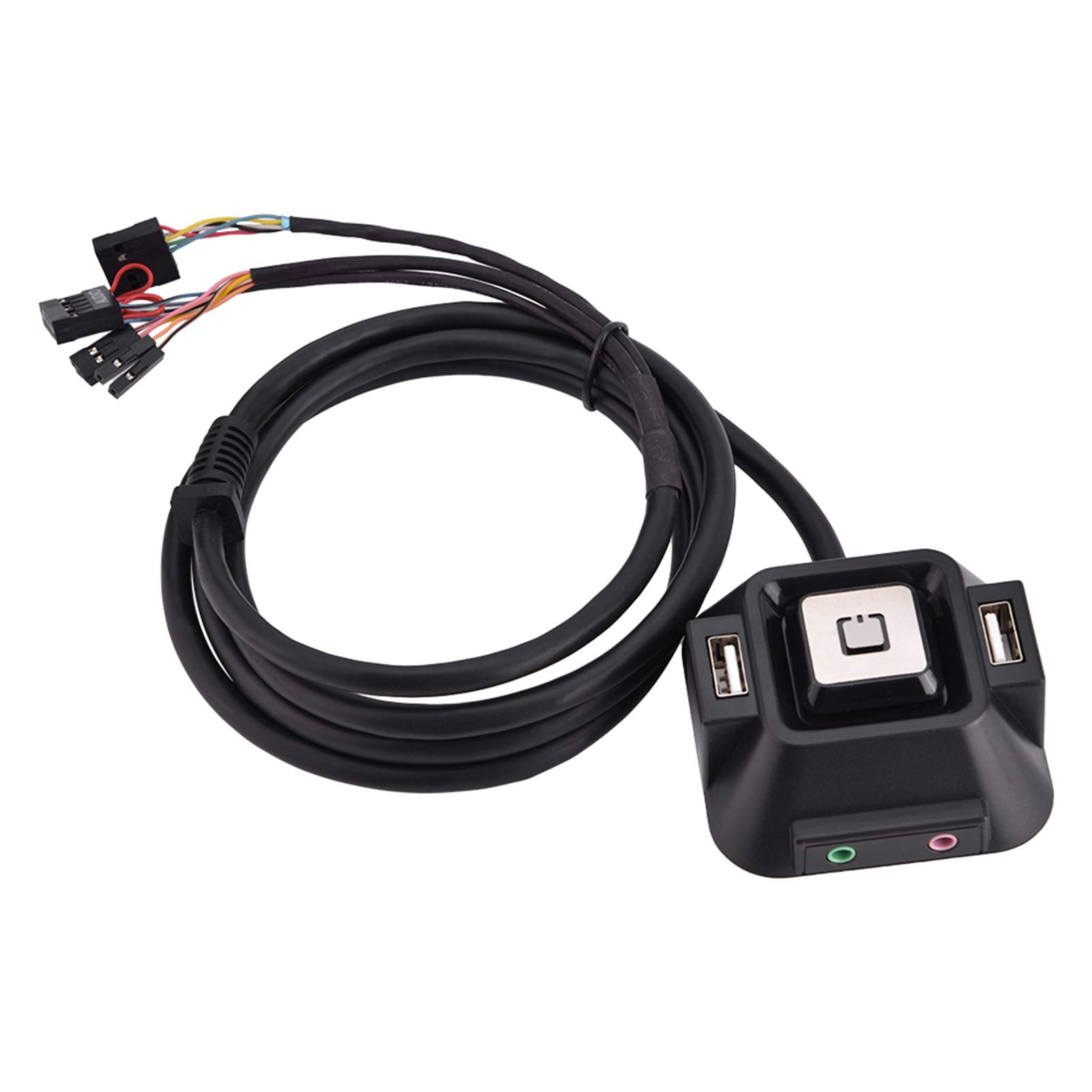 Glomora Desktop Power Reset Switch with Dual USB Ports & Audio Interface - Extended Computer Case Button for PC, Home & Office Use | Easy Access Control for Workstations & Gaming Rigs
