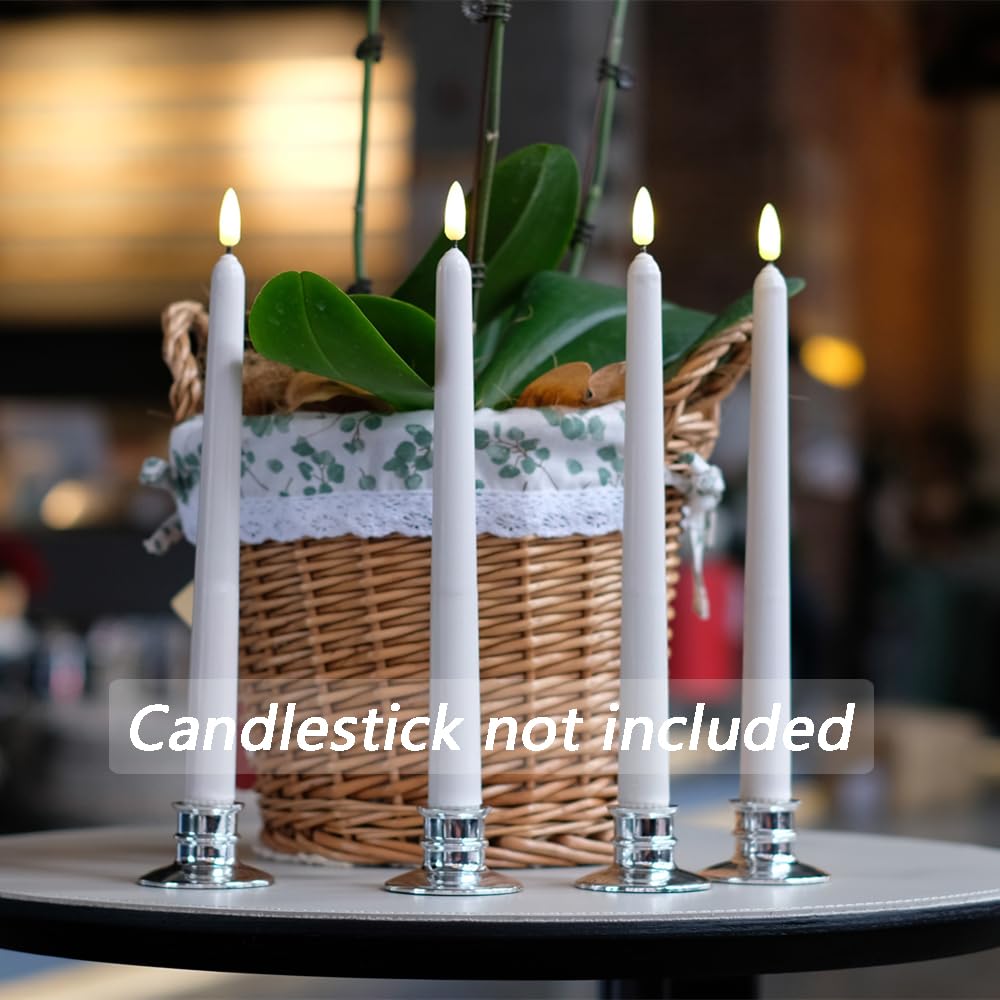 11 Inch Flameless Taper Candles with Remote & Timer - Ivory Wax Covered (0.9