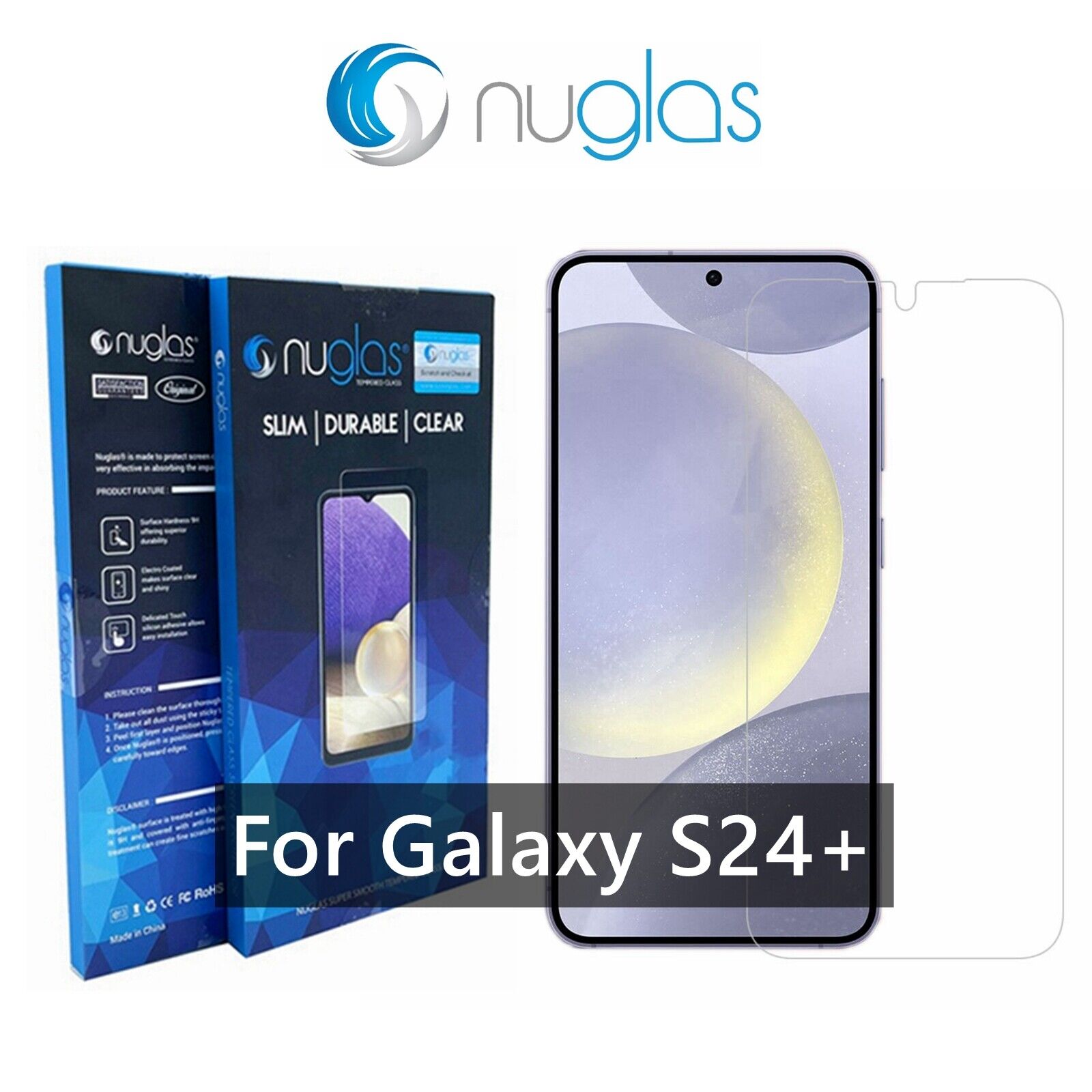 Nuglas Tempered Glass Screen Protector for Samsung Galaxy S24 Plus - Anti-Scratch, Bubble-Free, HD Clear - Perfect for Work, Gaming & Daily Protection