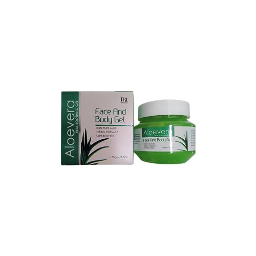 JRT Aloe Vera Face and Body Gel - Soothing Moisturizer for Dry Skin, Sunburn Relief & After Sun Care - Perfect for Daily Hydration & Post-Workout Recovery