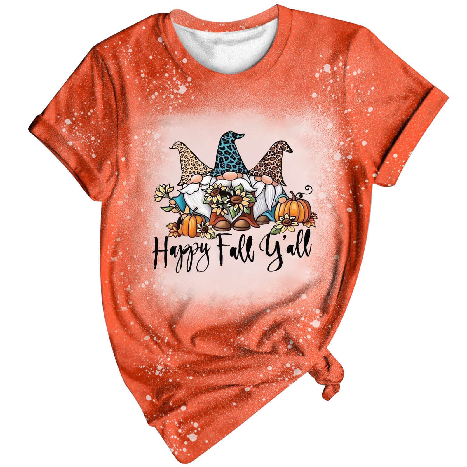 Halloween Bleach Graphic Tee Shirts for Women - Pumpkin Print Bleached T-Shirt Casual Short Sleeve Tunic Top | Perfect for Halloween Parties, Cosplay & Everyday Wear