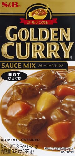 S&B Golden Curry Sauce Mix - Hot & Spicy Japanese Curry (3.2 oz) - Perfect for Rice, Noodles & Home Cooking
