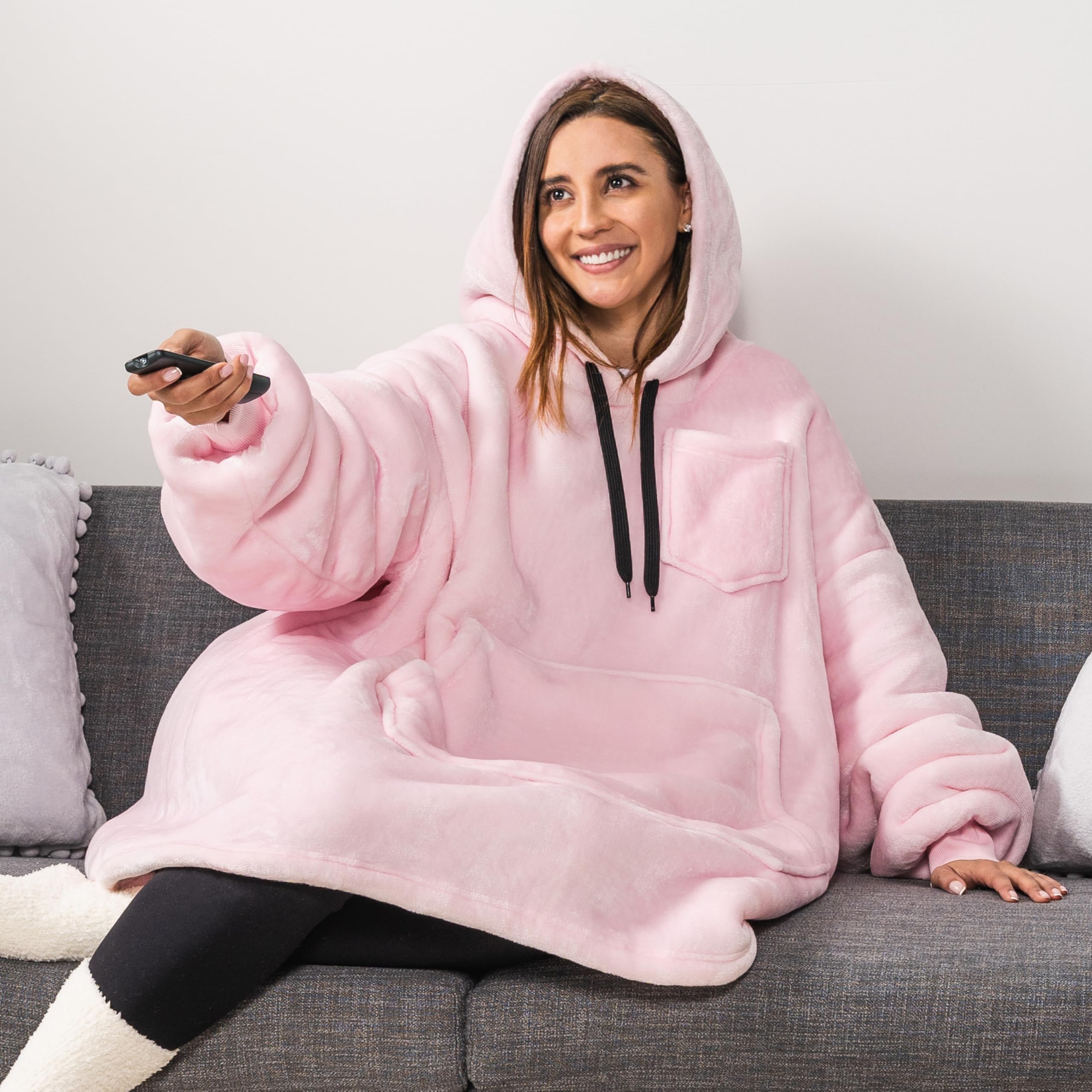 PAVILIA Women's Sherpa Wearable Blanket Hoodie - Oversized Cozy Fleece Sweatshirt Blanket with Hood for Men & Women | Perfect for Lounging, Netflix Nights & Outdoor Camping