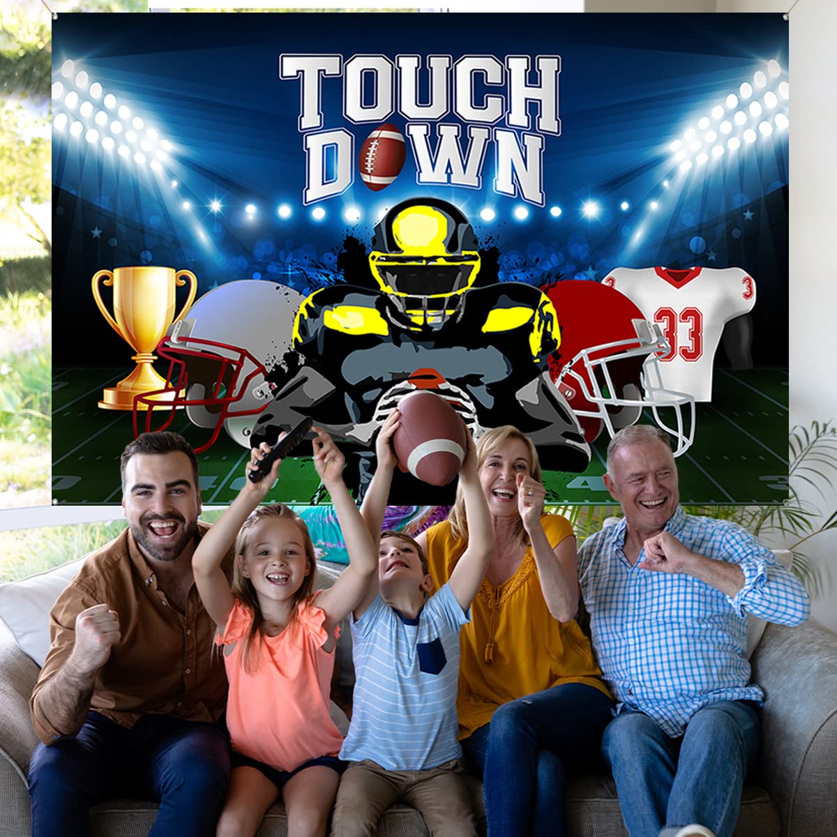 Football Party Decorations - Touchdown Backdrop Banner, Themed Background & Photo Props for Boys Birthday | Perfect for NFL Game Day, Super Bowl Parties & Sports-Themed Celebrations