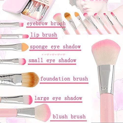 Soft Bristle 7-Piece Pink Makeup Brush Set with Beauty Blender for Flawless Makeup