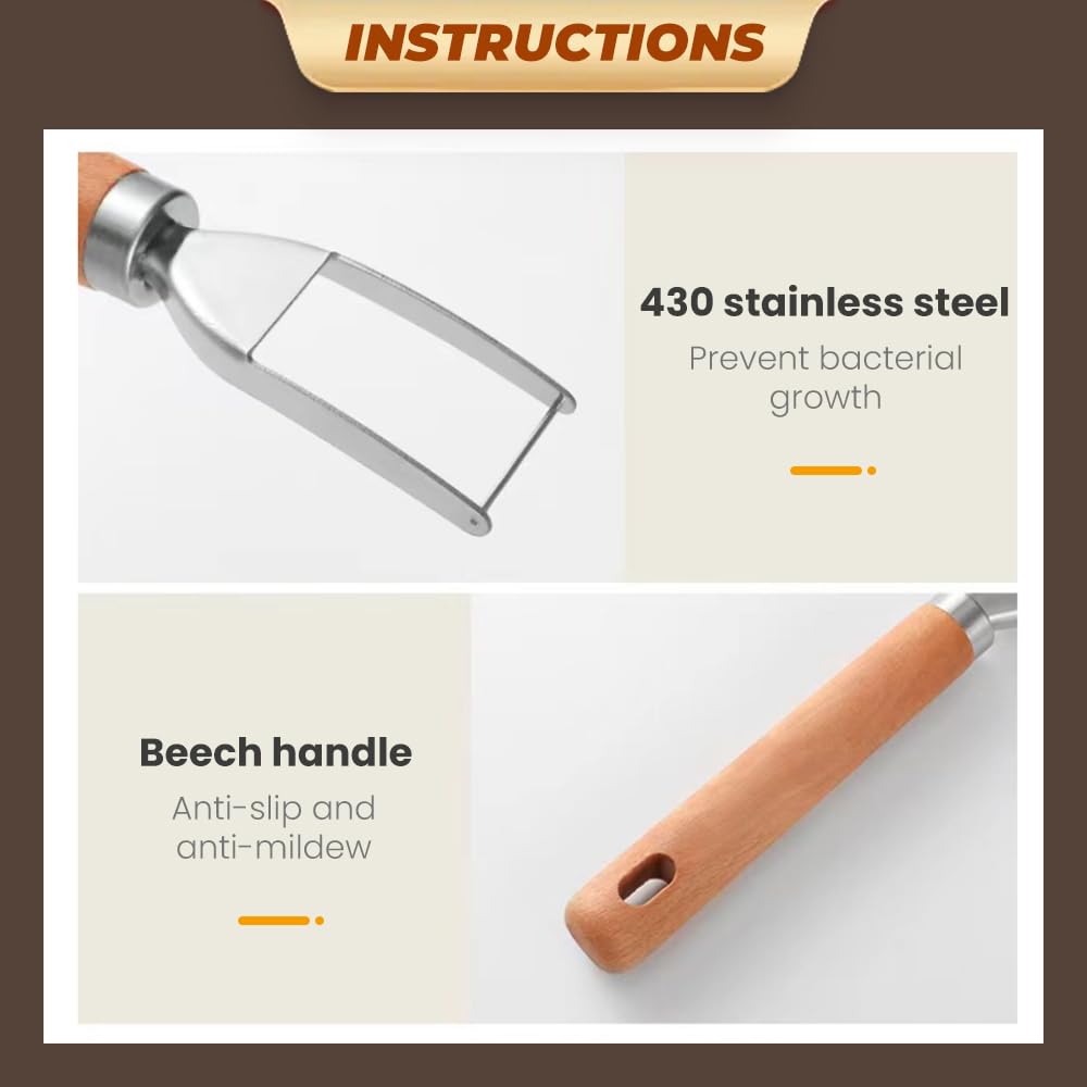 Premium Stainless Steel Fruit Cutter with Wooden Handle - Melon Baller, Cube Cutter & Carving Tool Set for Watermelon, Cantaloupe & Kitchen Fruits | Perfect for Fruit Salads, Party Platters & Creative Food Presentation