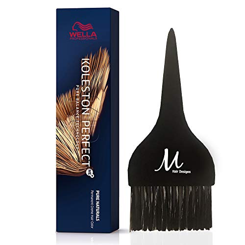 Wella Koleston Perfect ME+ 2/0 Darkest Brown Permanent Hair Dye & M Hair Designs Tint Brush Set - Professional Salon-Grade Hair Coloring Kit for At-Home or Salon Use