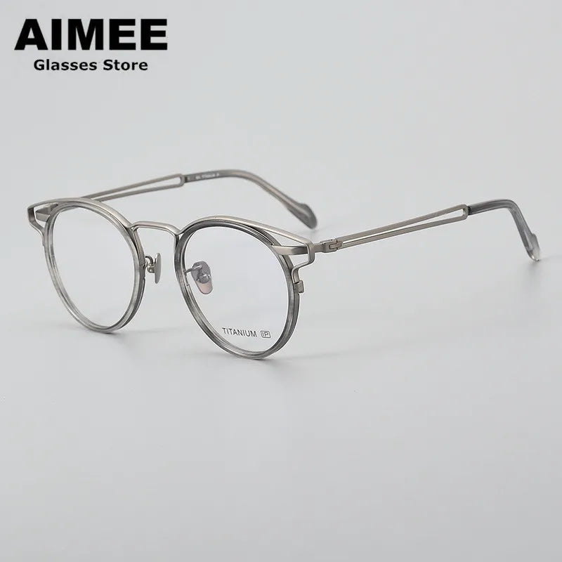Stylish Aimee Unisex Full Rim Oval Titanium Acetate Eyeglasses Frame 19061 - Lightweight & Durable for Work, Reading & Everyday Wear