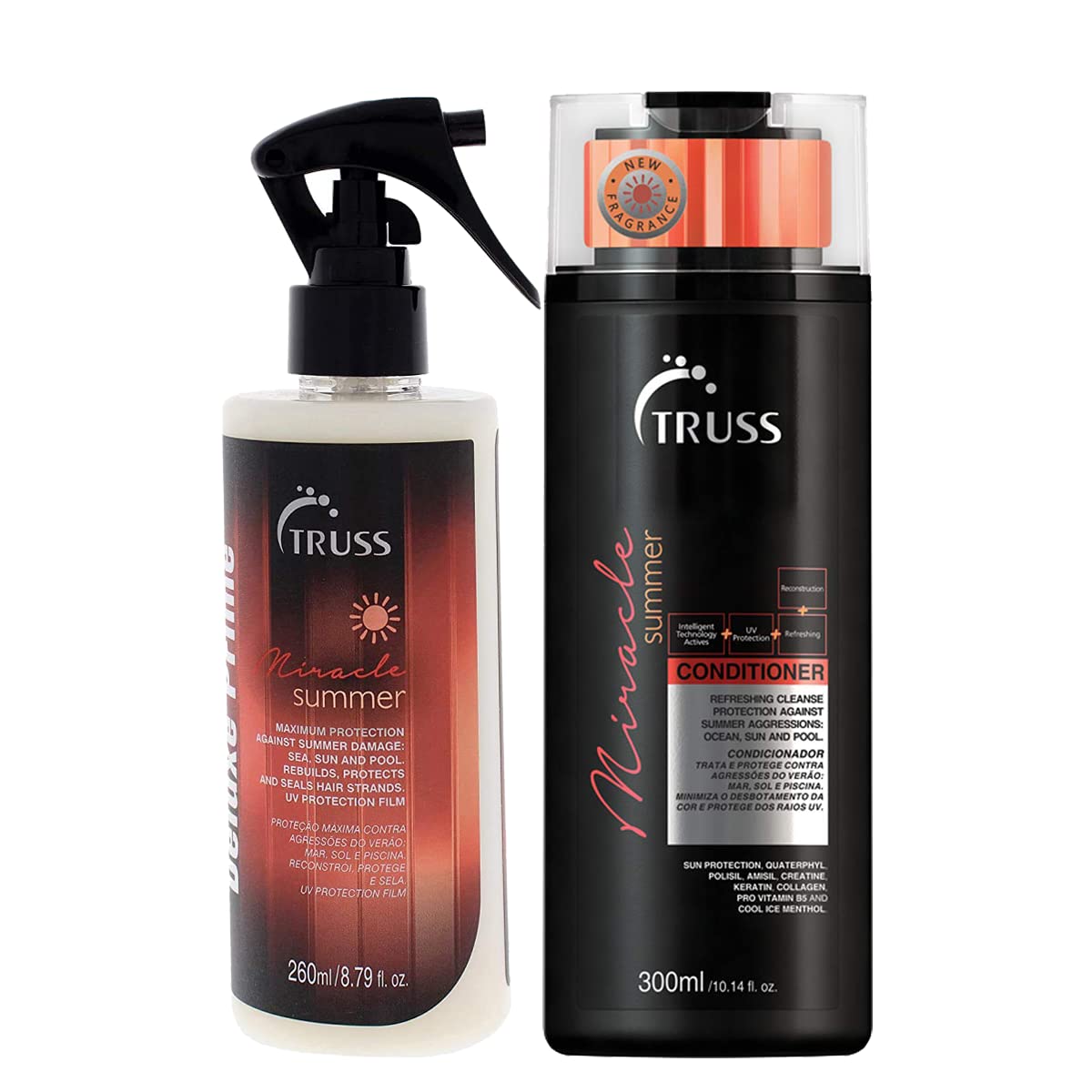 TRUSS Deluxe Prime Miracle Summer Treatment Bundle with UV Protection Conditioner | Hydrating Hair Care for Sun-Damaged Hair | Perfect for Beach, Pool & Summer Styling