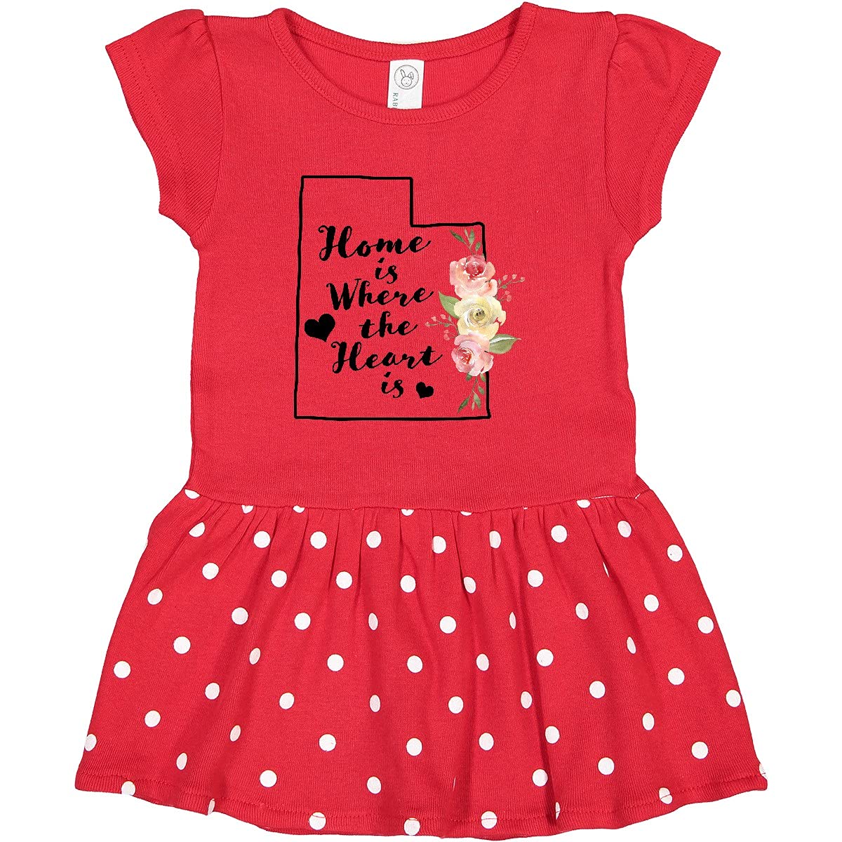 Inktastic Utah Home is Where The Heart is Watercolor Floral Toddler Dress - Cute Outfit for Baby Girls, Birthday Gift, Family Photos & Special Occasions
