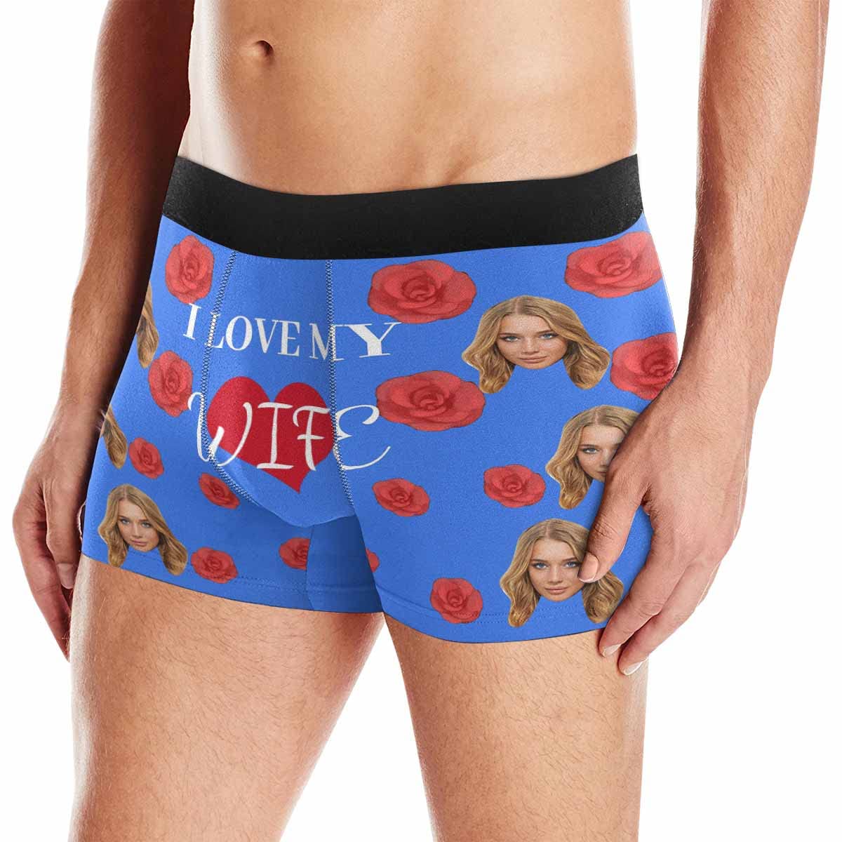 Custom Personalized Men's Boxer Briefs with Red Rose Heart Print - Romantic Gift for Valentine's Day, Anniversary or Special Occasion - Soft Comfort Underwear for Everyday Wear & Intimate Moments