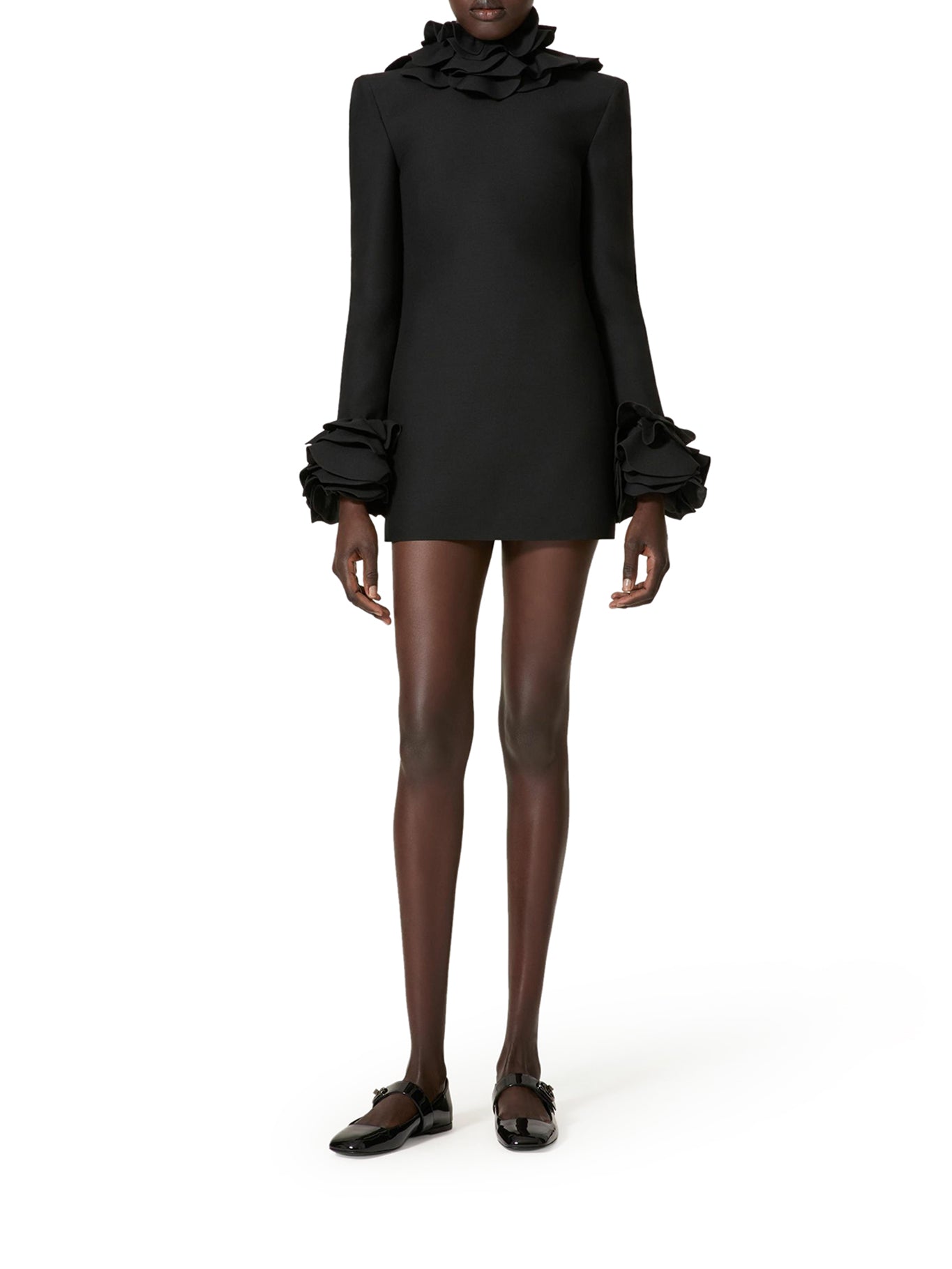Embroidered Crepe Couture Short Dress - Elegant & Stylish for Parties, Weddings & Special Occasions